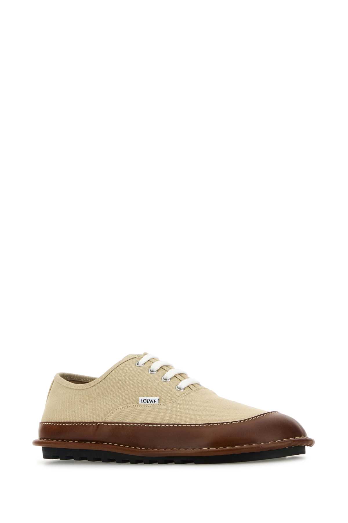 【送料&関税込】Loewe Beige Canvas Bay Sneakers Loewe Men's Bay Canvas and Leather Low-Top Sneakers | Neiman