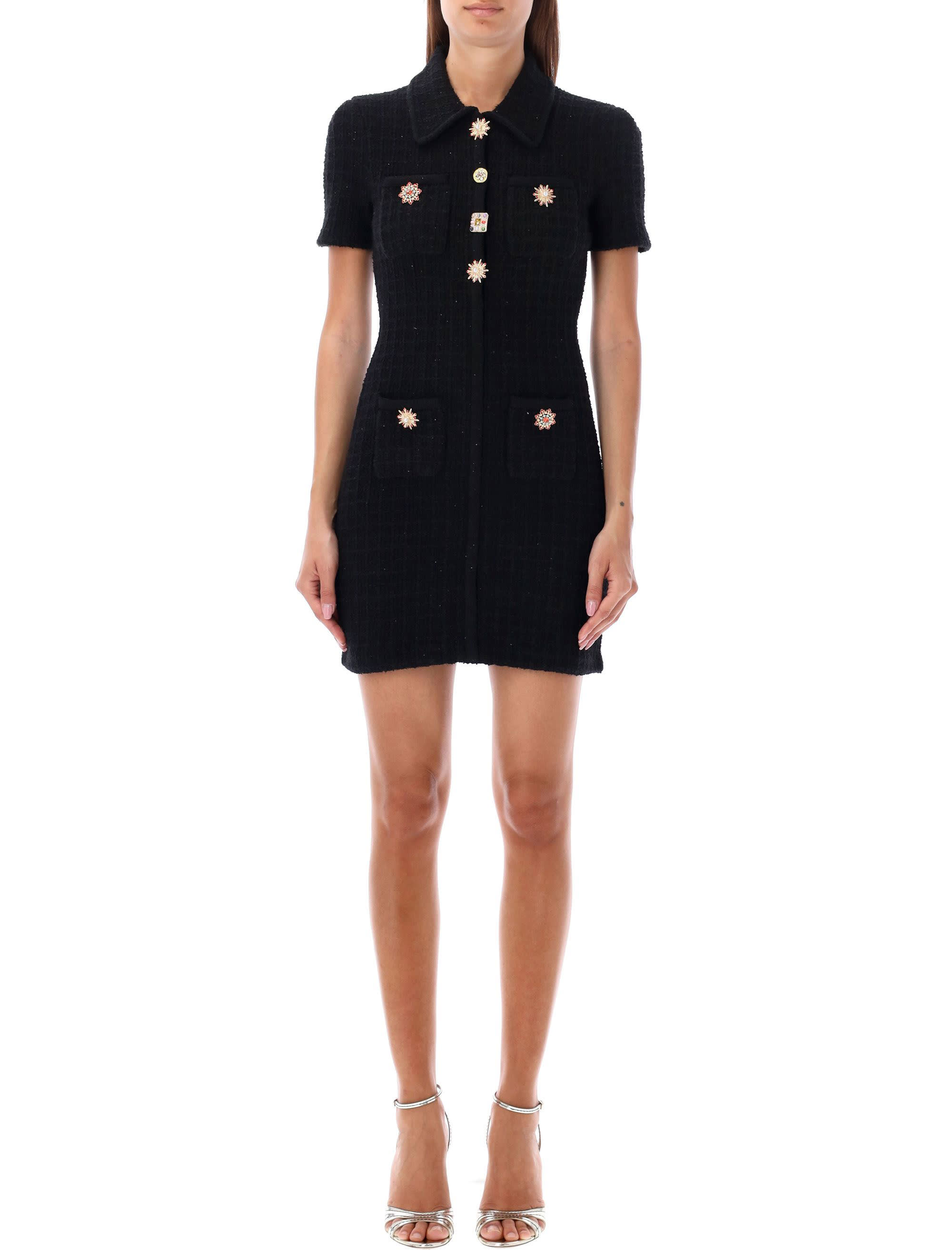 jewels botton knit mini dress