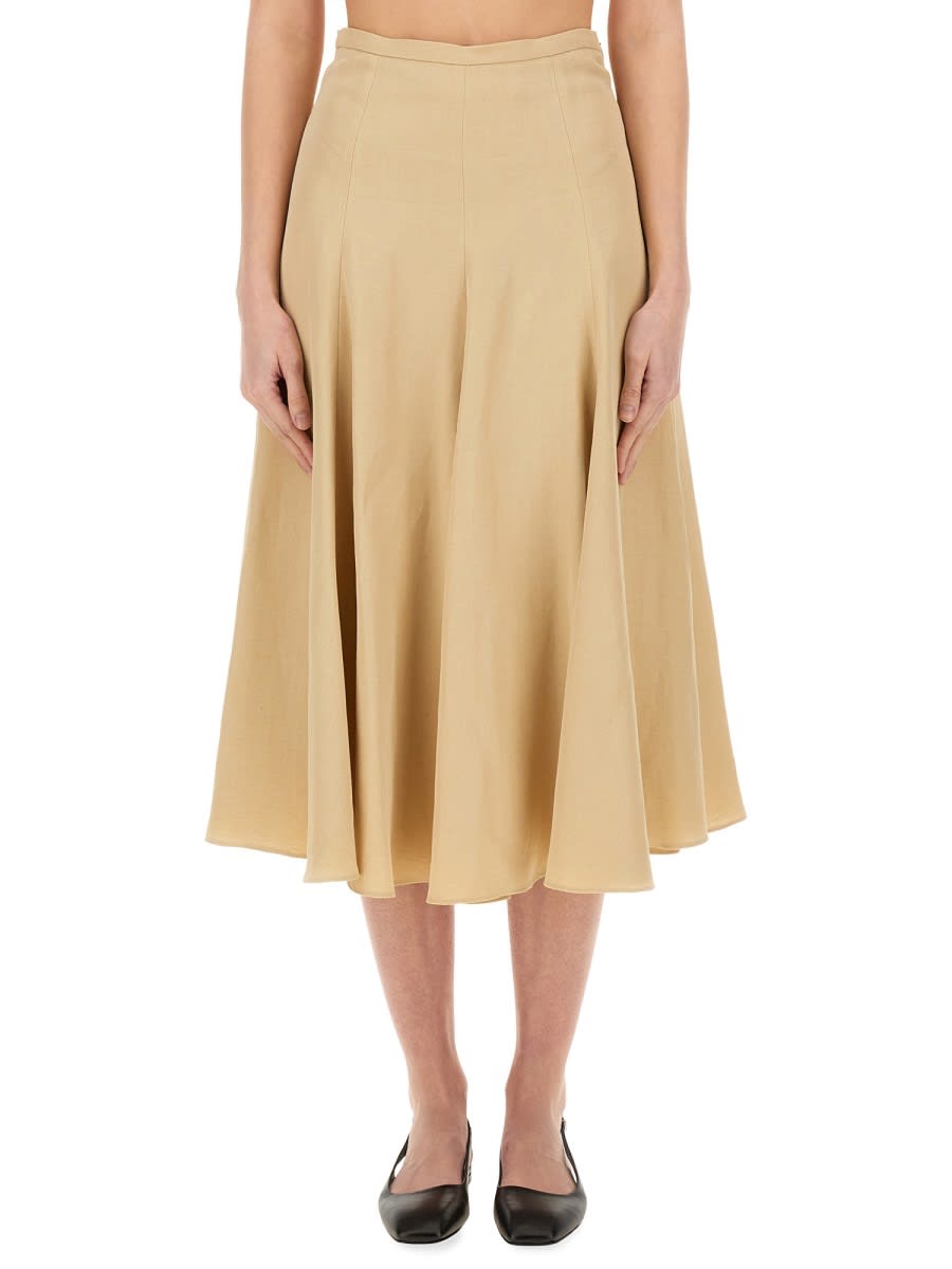スカート FABIANA FILIPPI LINEN AND VISCOSE SKIRT Linen and viscose skirt, midnight blue for Women | Fabiana