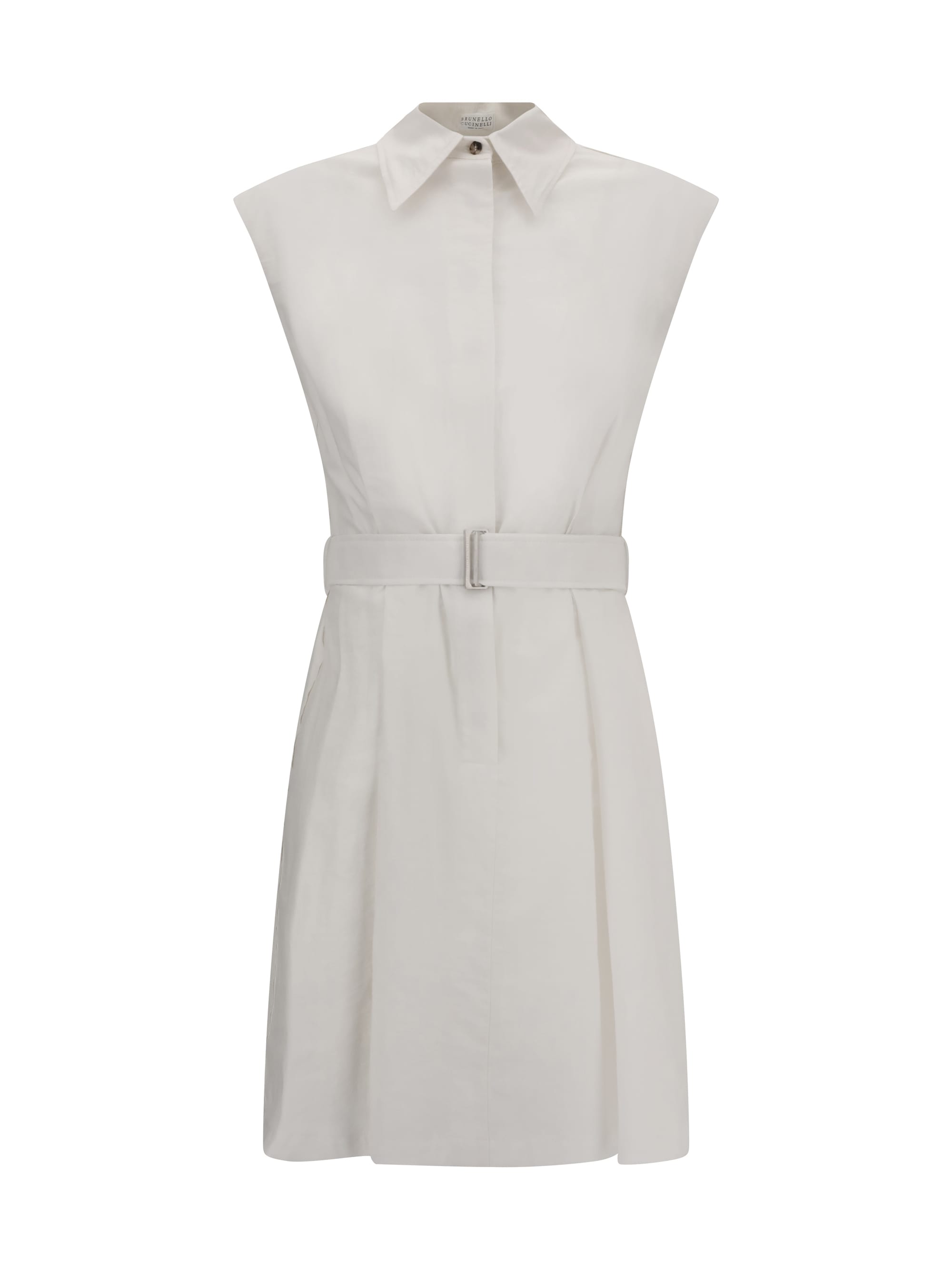VIP【送料関税込】BRUNELLO CUCINELLI TECHNO CHEMISIER DRESS Cotton poplin chemisier dress for Girls in White | Brunello