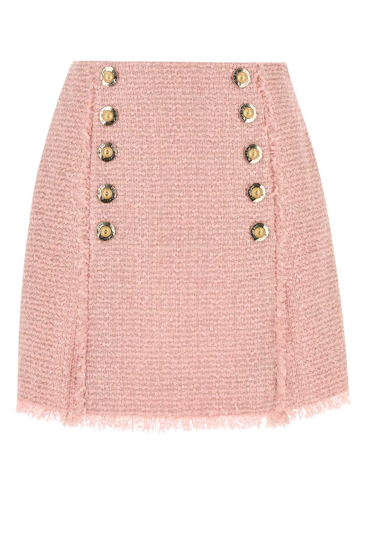 【関税&送料込】Balmain Pink Tweed Skirt Balmain High-waisted Tweed Skirt in Pink | Lyst