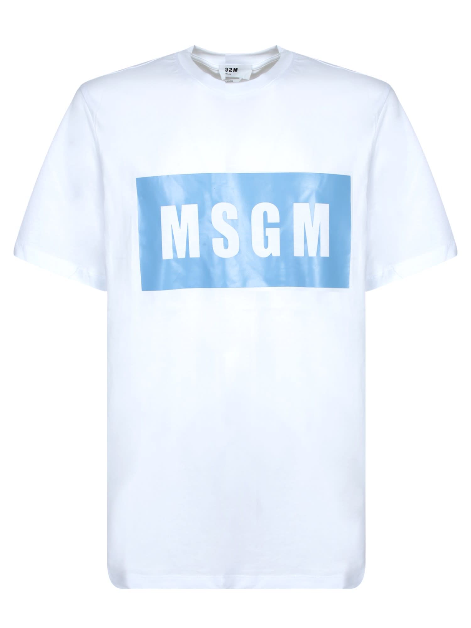 【送料&関税込】MSGM Macro Logo White Blue T-shirt MSGM Macro Logo White Blue T-shirt | italist