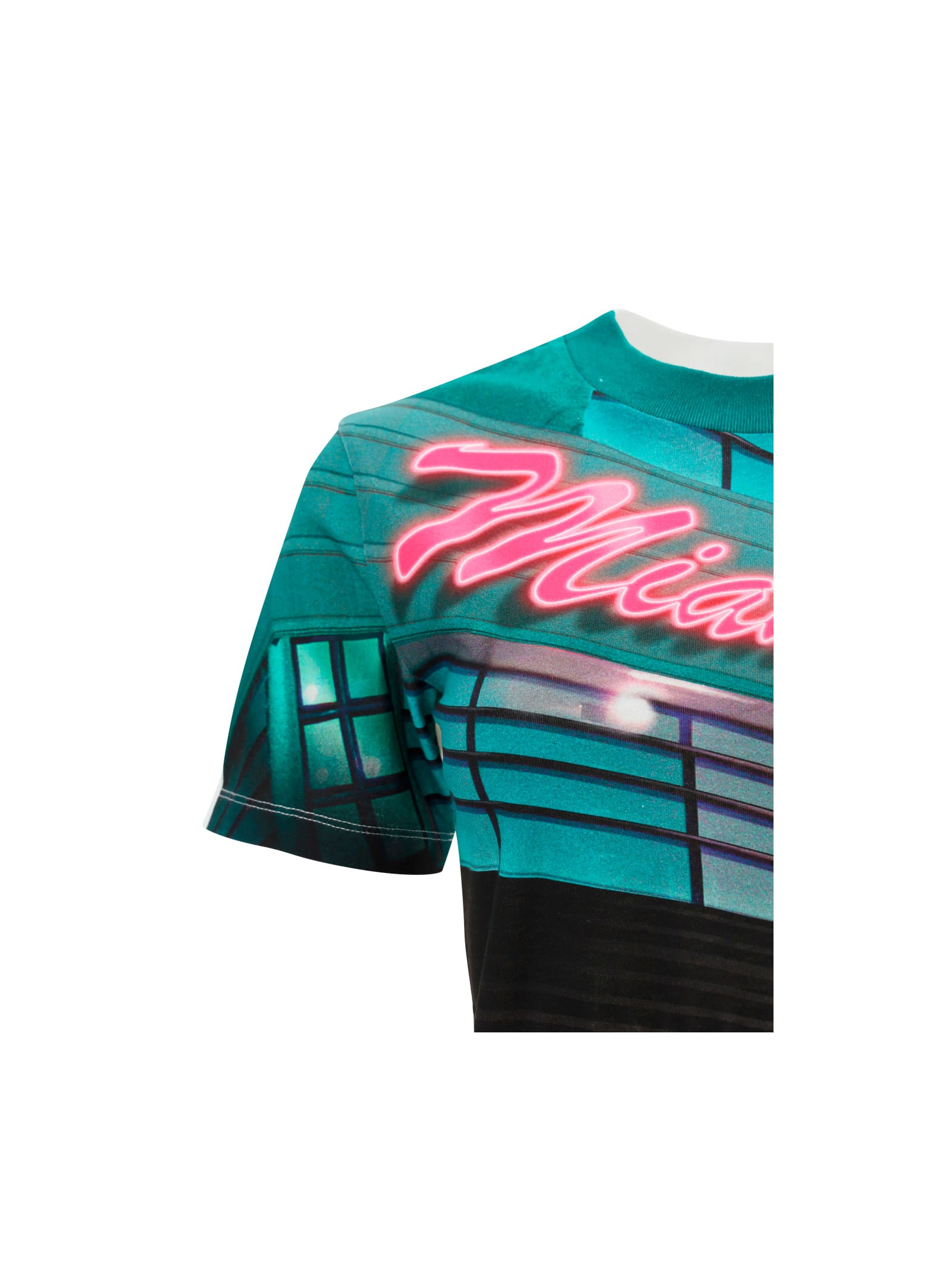 T-shirts Palm Angels - Miami print crewneck crop T-shirt -  PWAA045S23JER0010184