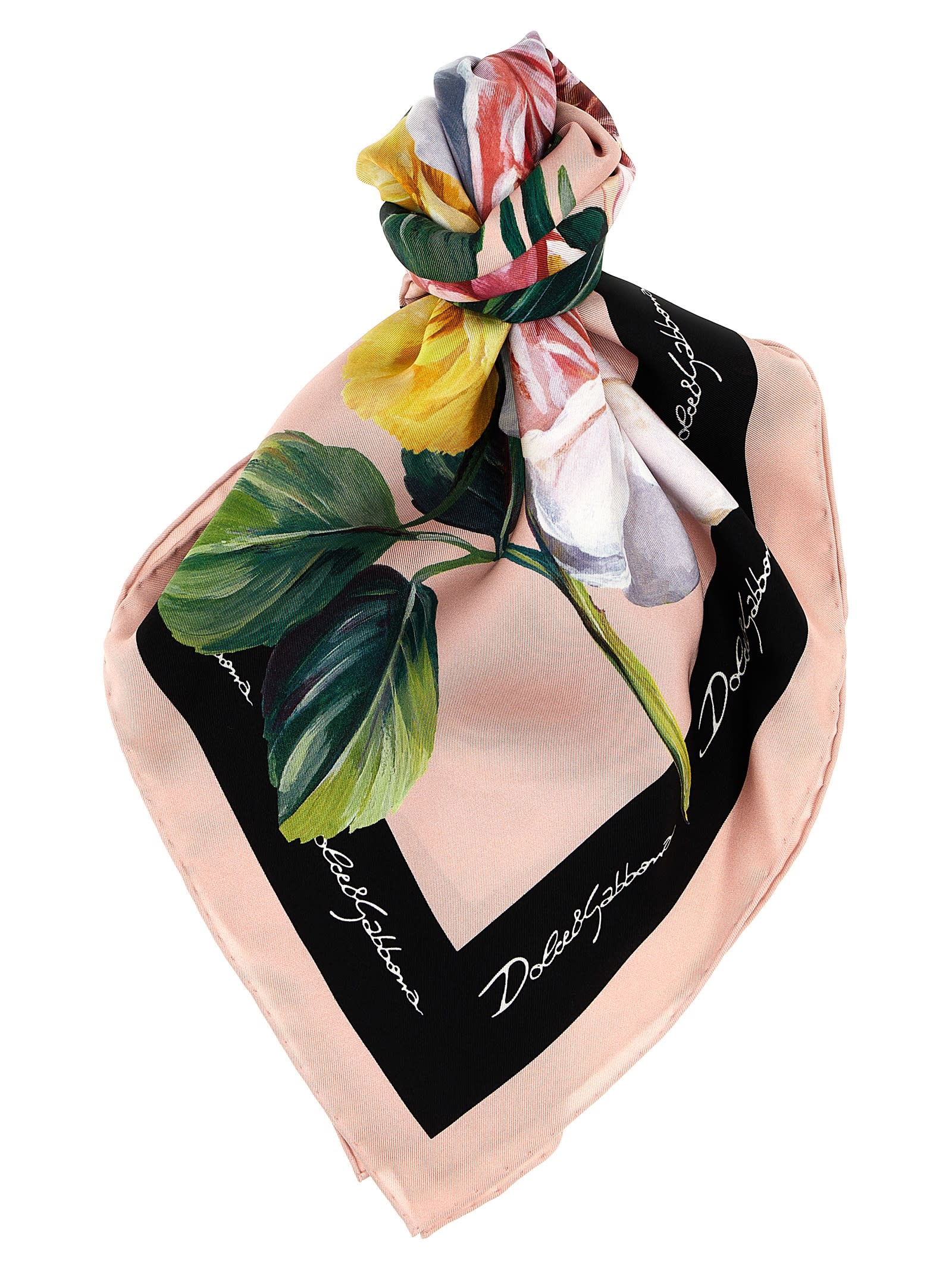 スカーフ Dolce & Gabbana SS25 Silk scarf (FN090RGDCUI HF5IY) DOLCE & GABBANA Scarf White Polka Dots Pattern Silk Fringes