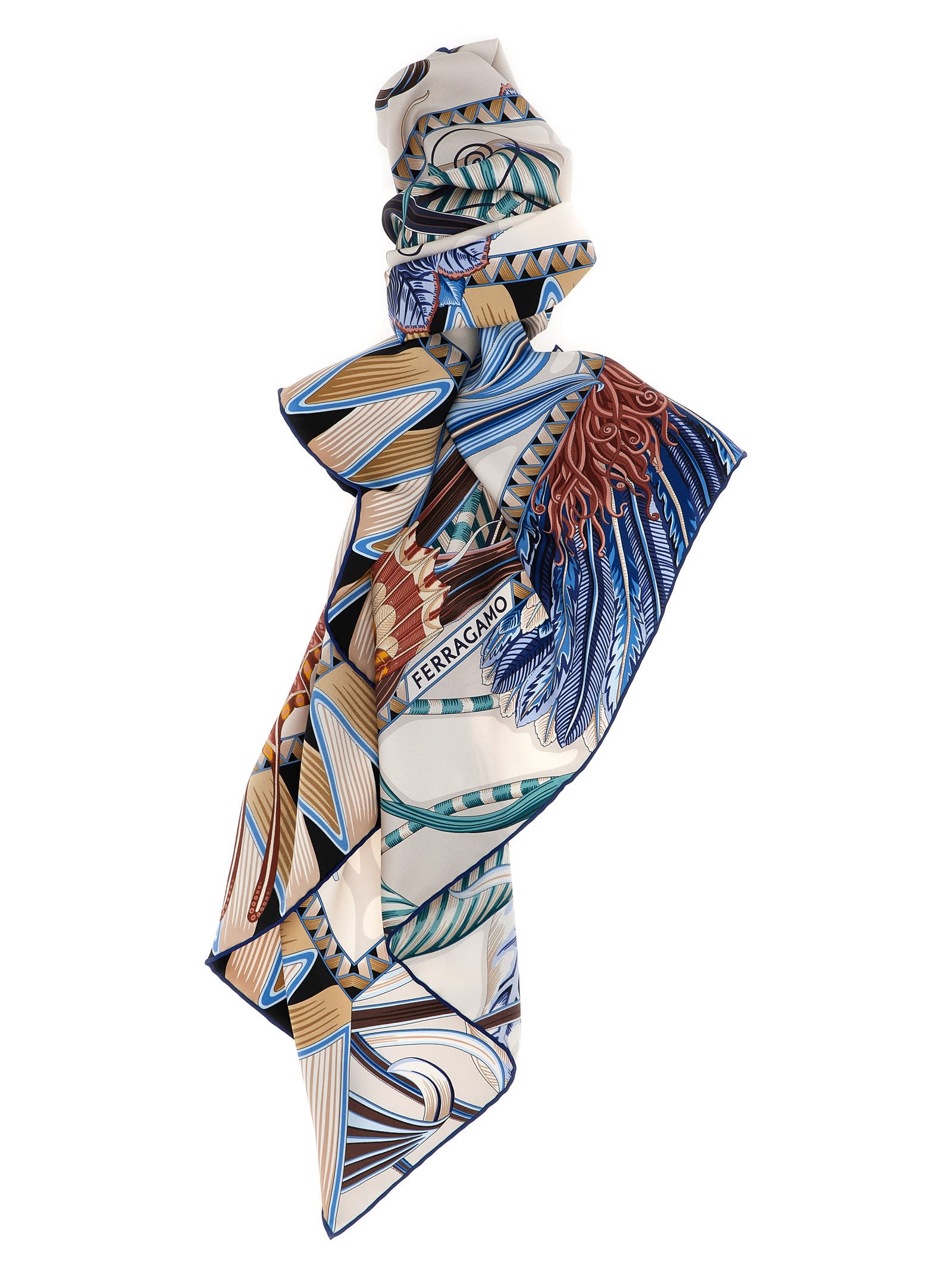 スカーフ FERRAGAMO FW25 'Giada' print scarf (785343 ARANCIOCOTTO) Giada print silk scarf - Women | Ferragamo