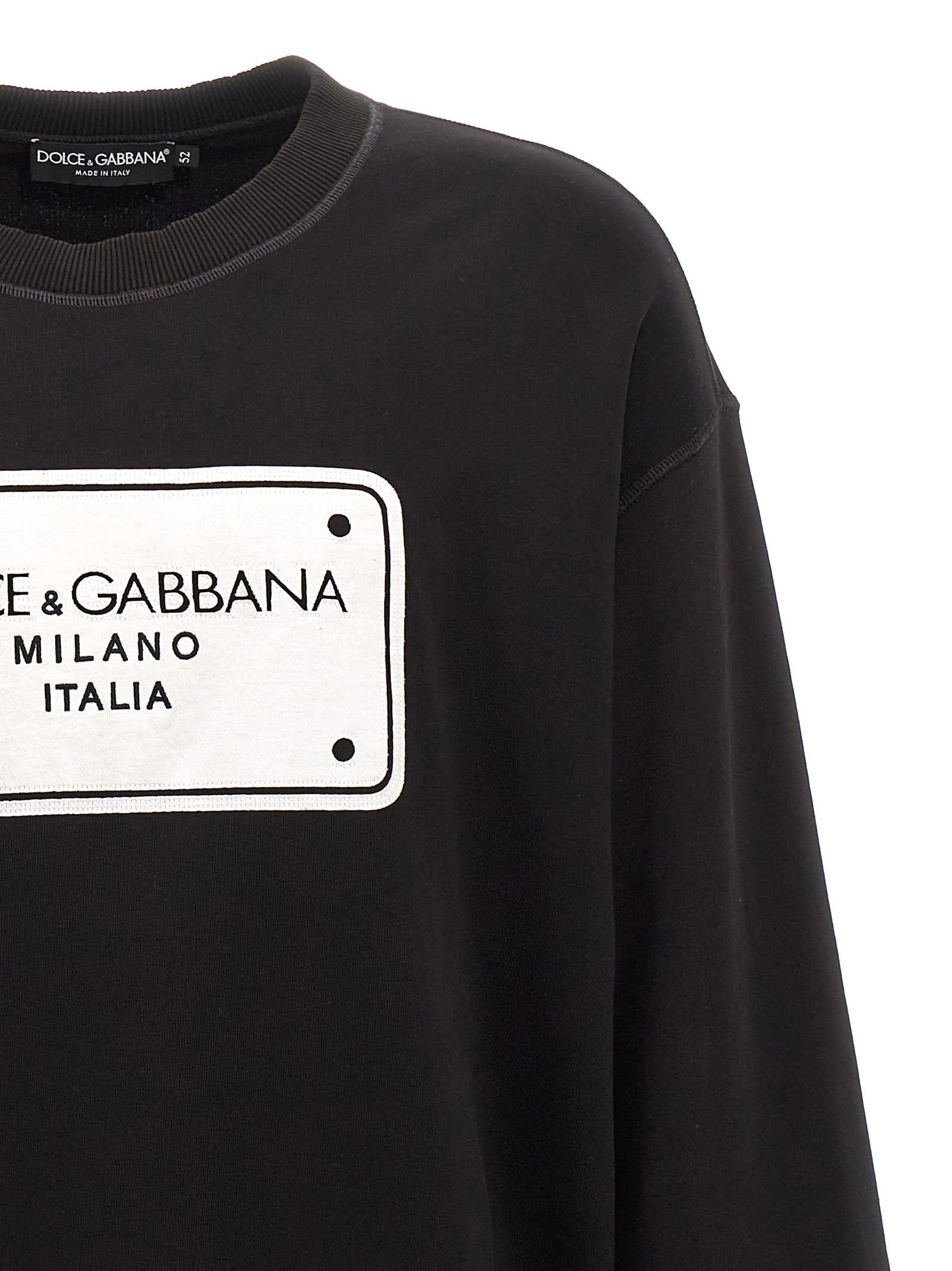 パーカー・フーディ Dolce & Gabbana Long Sleeve Crew-Neck Sweatshirt Jersey sweatshirt with DG logo embroidery in White for Women
