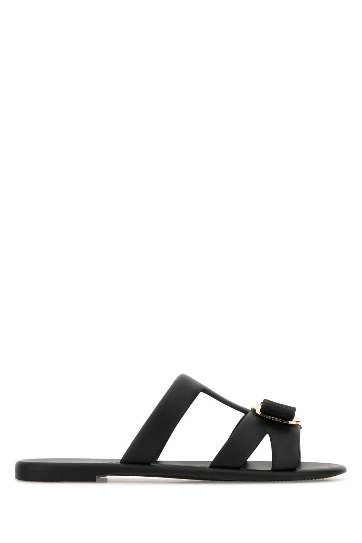 【送料&関税込】Ferragamo Black Rubber Lilou Slippers Ferragamo Black Rubber Lilou Slippers 7 US | eBay