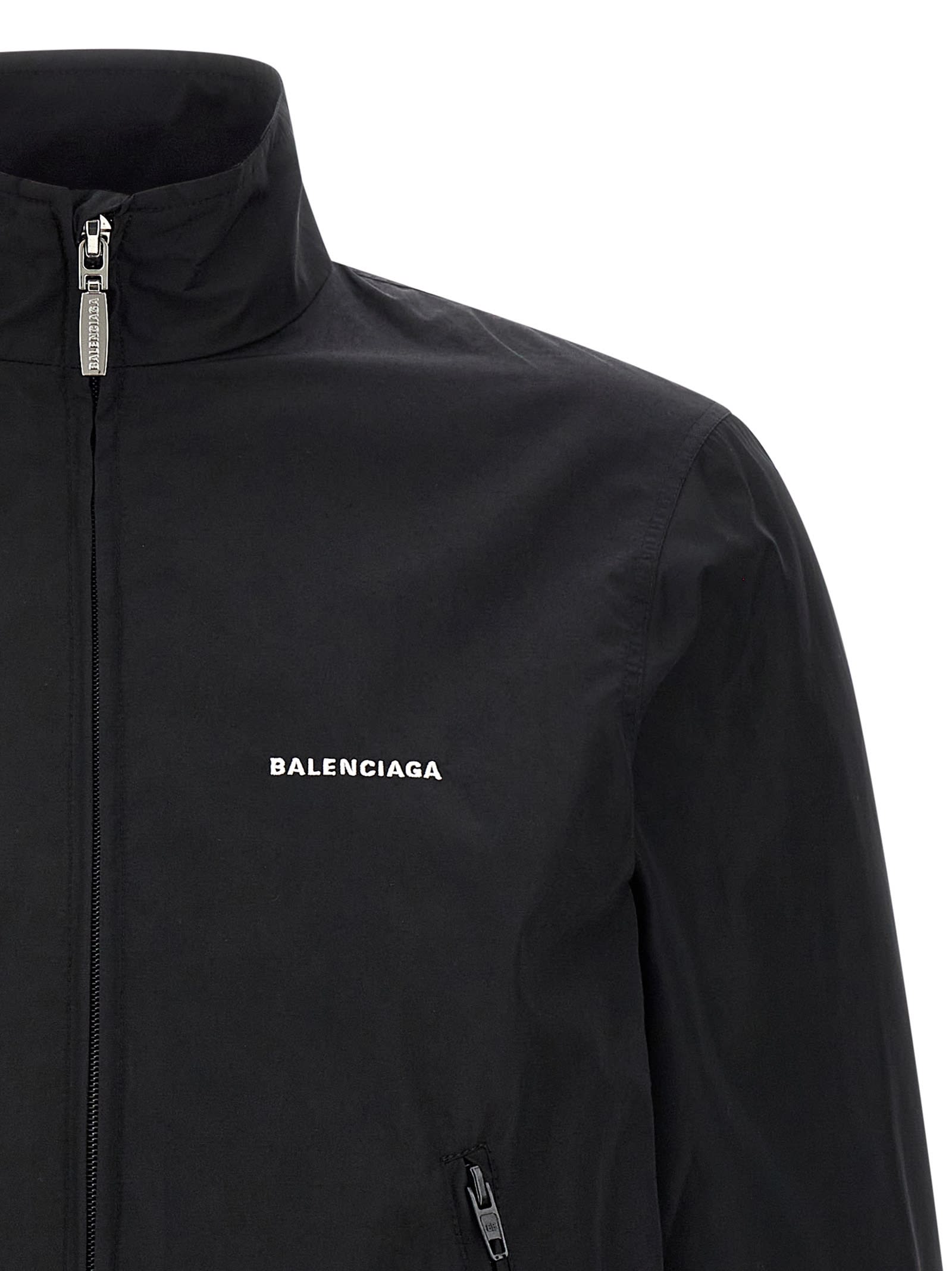 ブルゾン BALENCIAGA SS25 Logo embroidery jacket (818552TPQ38 1000) Balenciaga Black bomber jacket with zip and logo | TheDoubleF