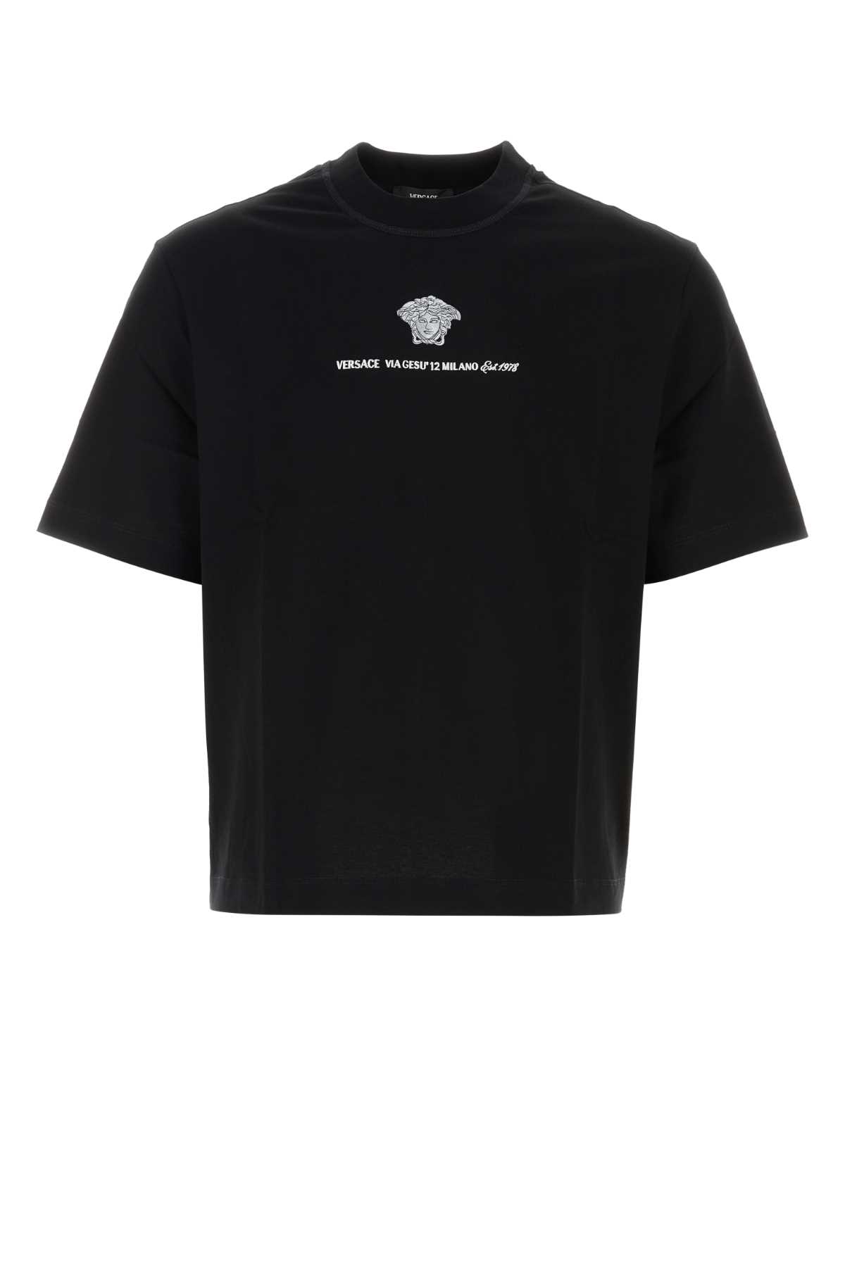 Tシャツ・カットソー VERSACE SS25 Black poplin shirt (10188431A13439 5B950) Tシャツ・カットソー VERSACE SS25 Black poplin shirt