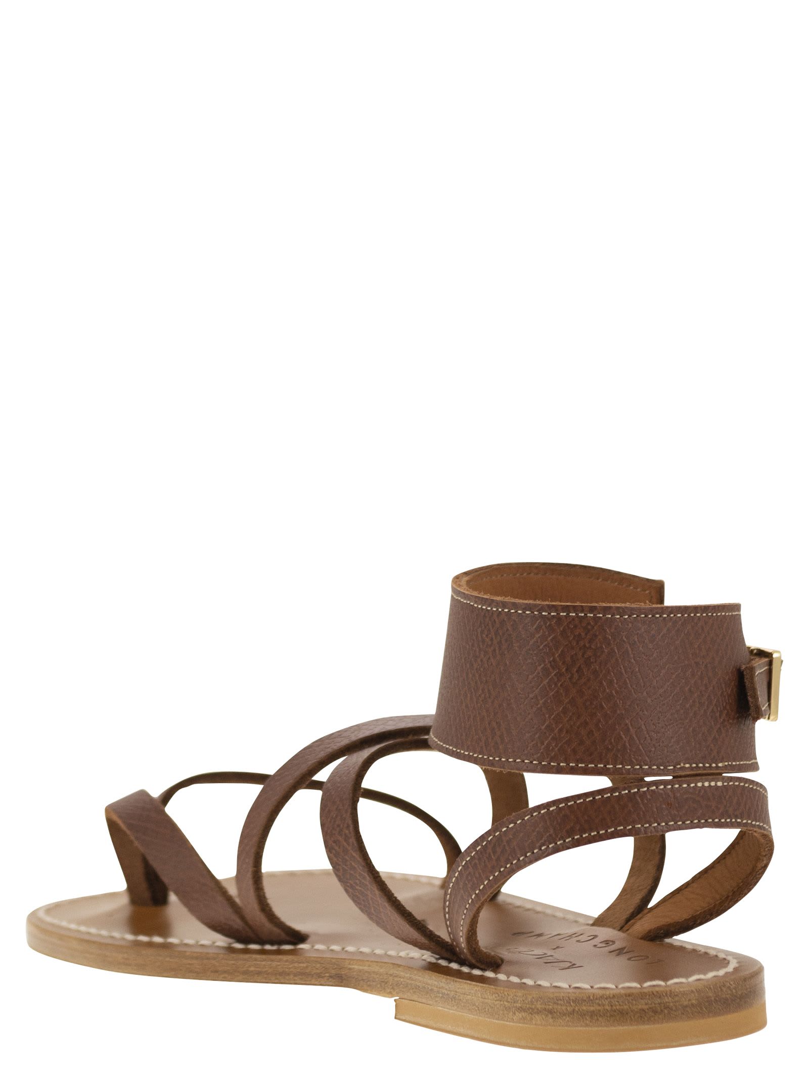 サンダル・ミュール Longchamp Longchamp x K.Jacques leather sandals Longchamp x K.Jacques Sandals Green - Leather | Longchamp US