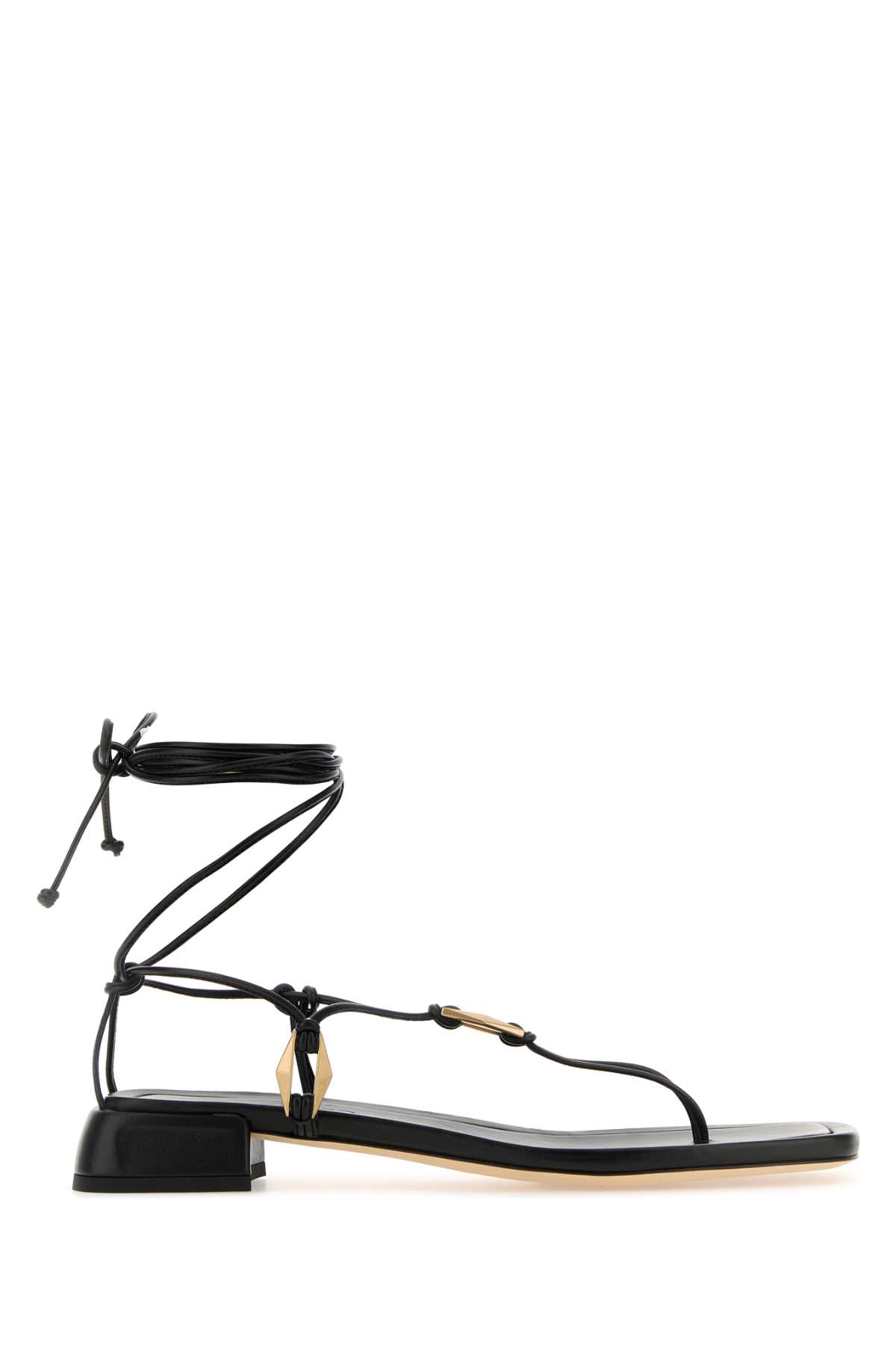 サンダル・ミュール Jimmy Choo Black nappa leather Onyxia thong sandals Jimmy Choo Black Nappa Leather Onyxia Thong Sandals