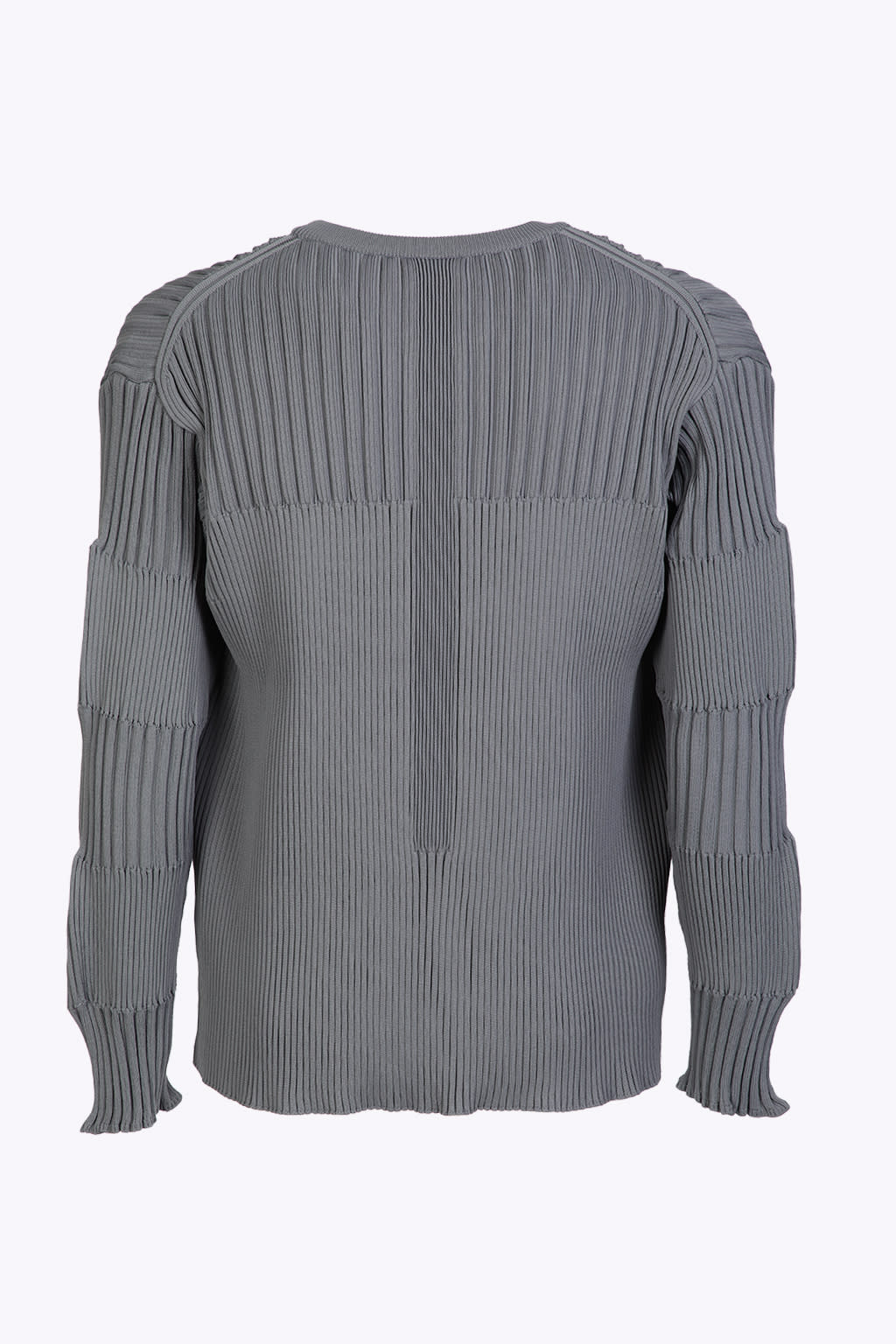 Fluted Top 3 Grey rib-knitted curled top - Fluted top