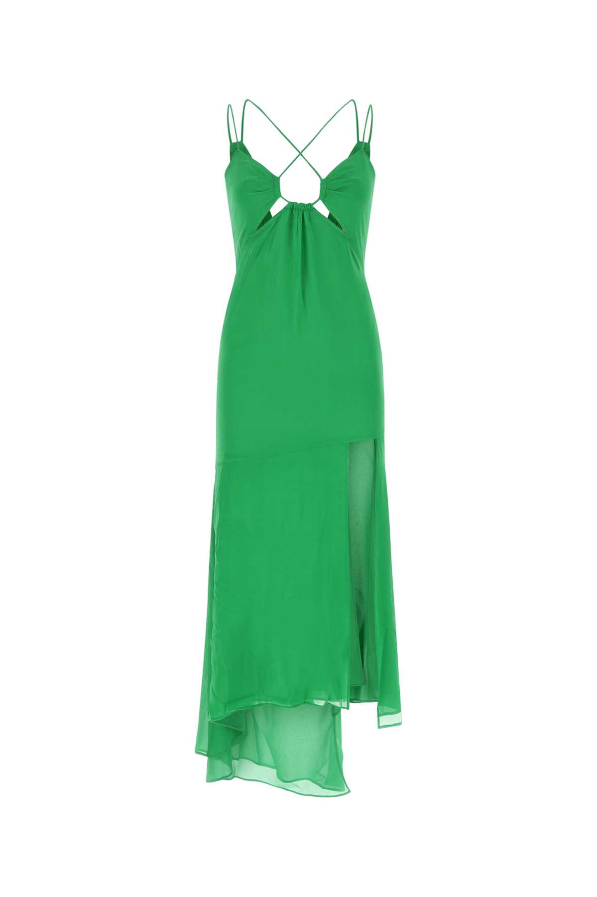 green stretch silk dress