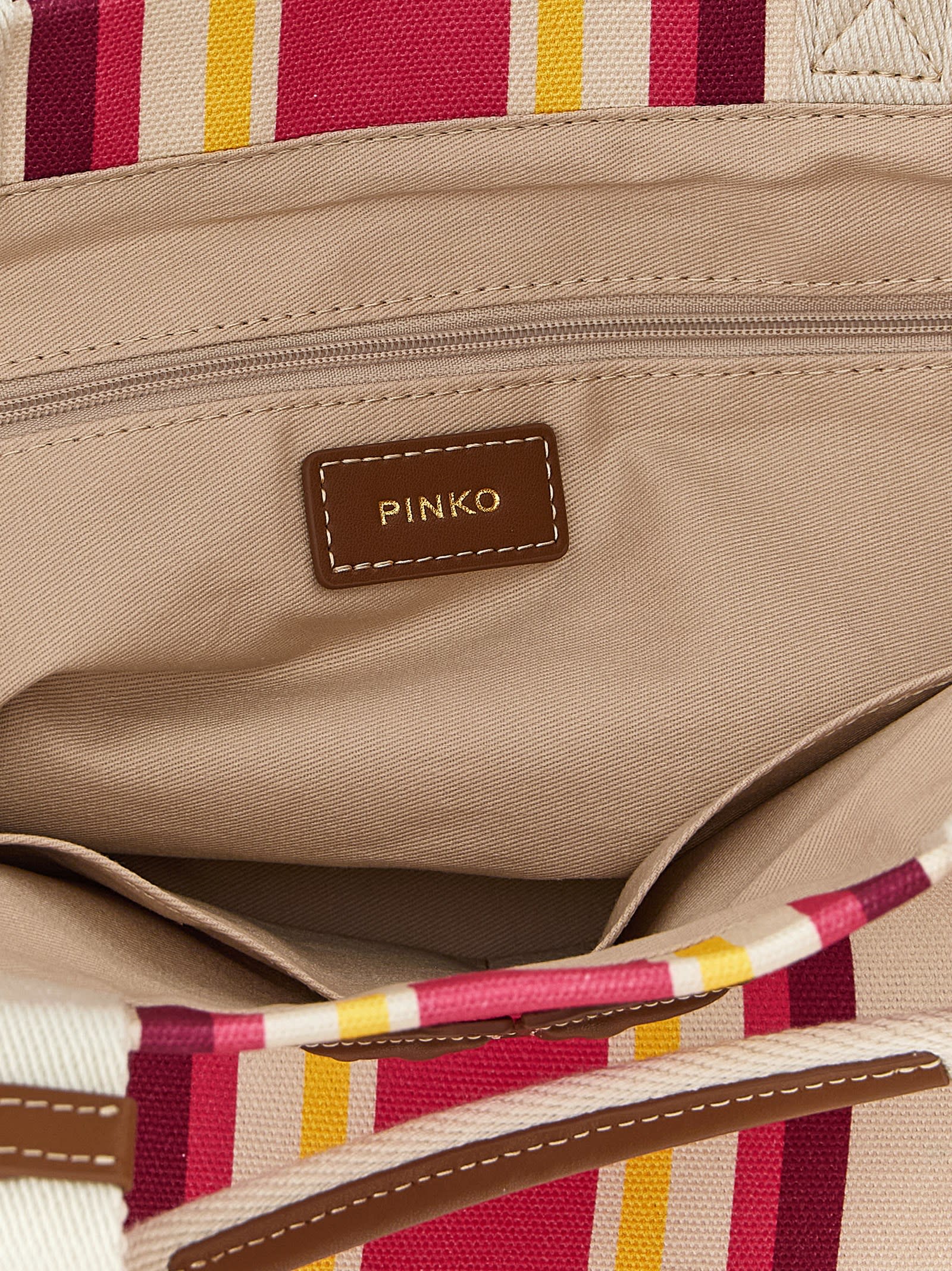 トートバッグ PINKO SS25 Maxi stripes shopping bag (104754A2G5 AE7Q) Maxi shoulder bag in striped fabric PINKO → Shop Online