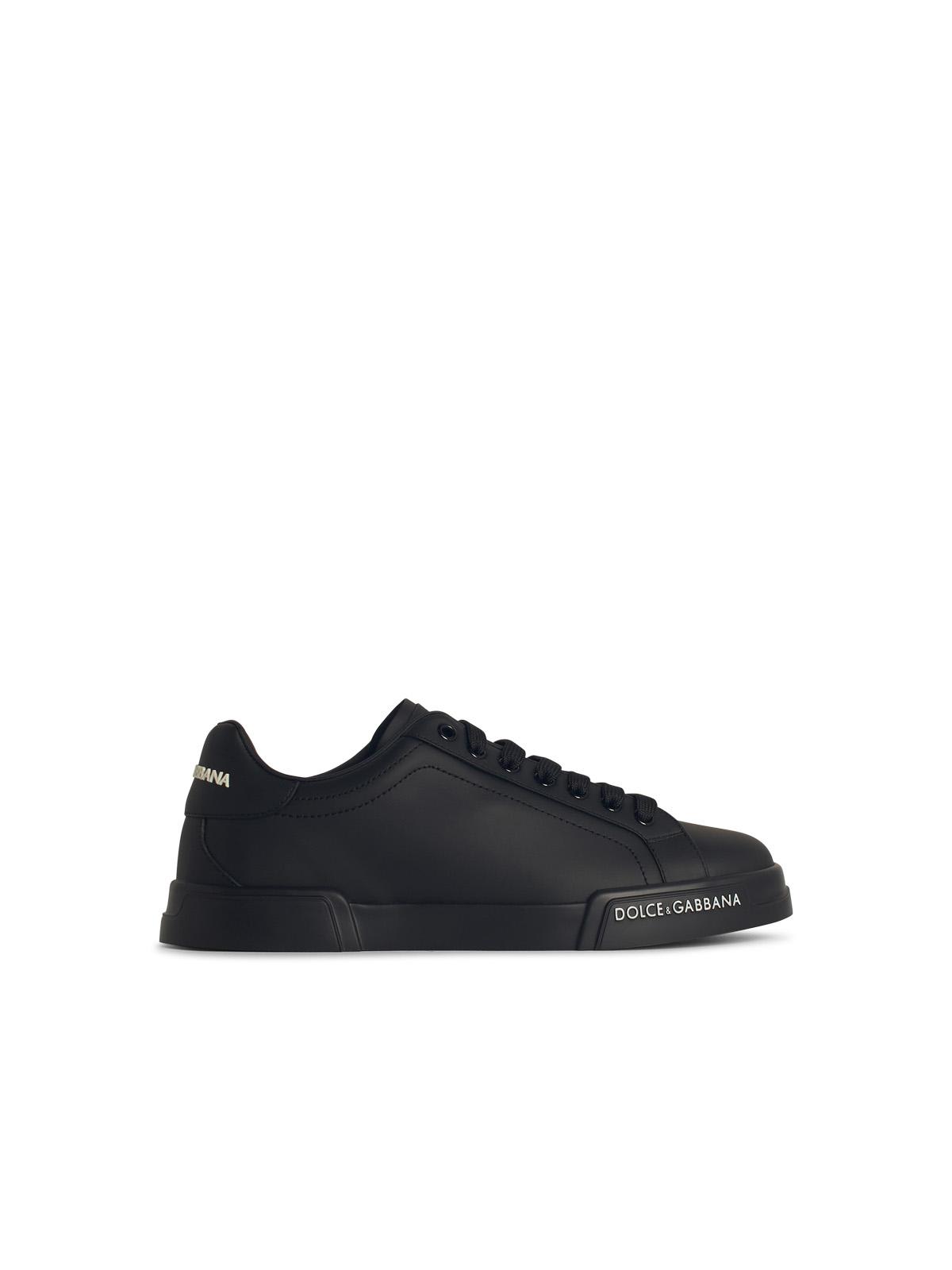 Dolce & Gabbana 'portofino' Black Low Top Sneakers With Logo