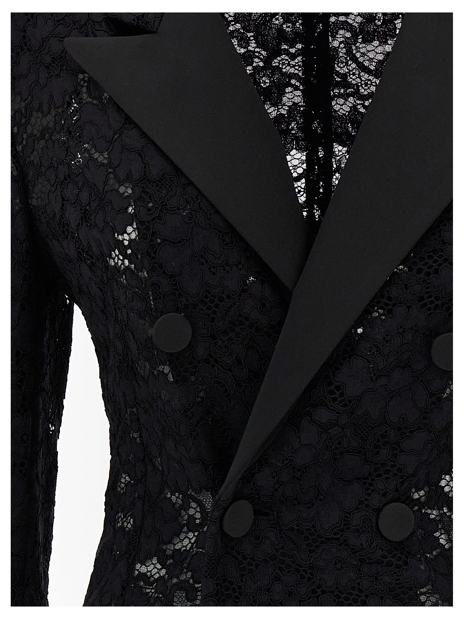 【関税＆送料込み】Saint Laurent Guipure Lace Blazer Satin-trimmed guipure lace tuxedo jacket in black - Saint