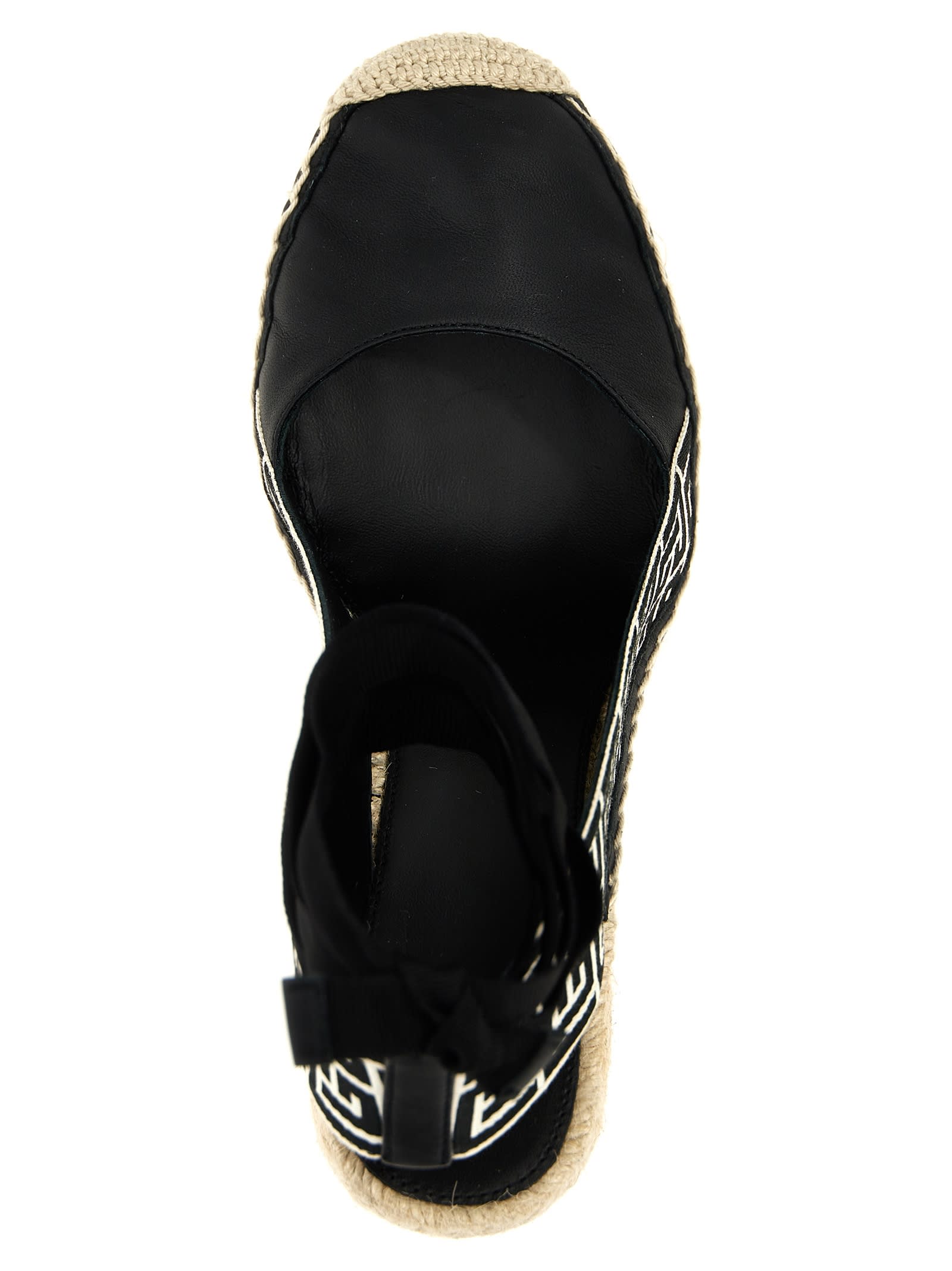 サンダル・ミュール BALMAIN SS25 'Alex' espadrilles (EN1UJ965LVWB GFE) Alex monogram jacquard and leather espadrilles black black
