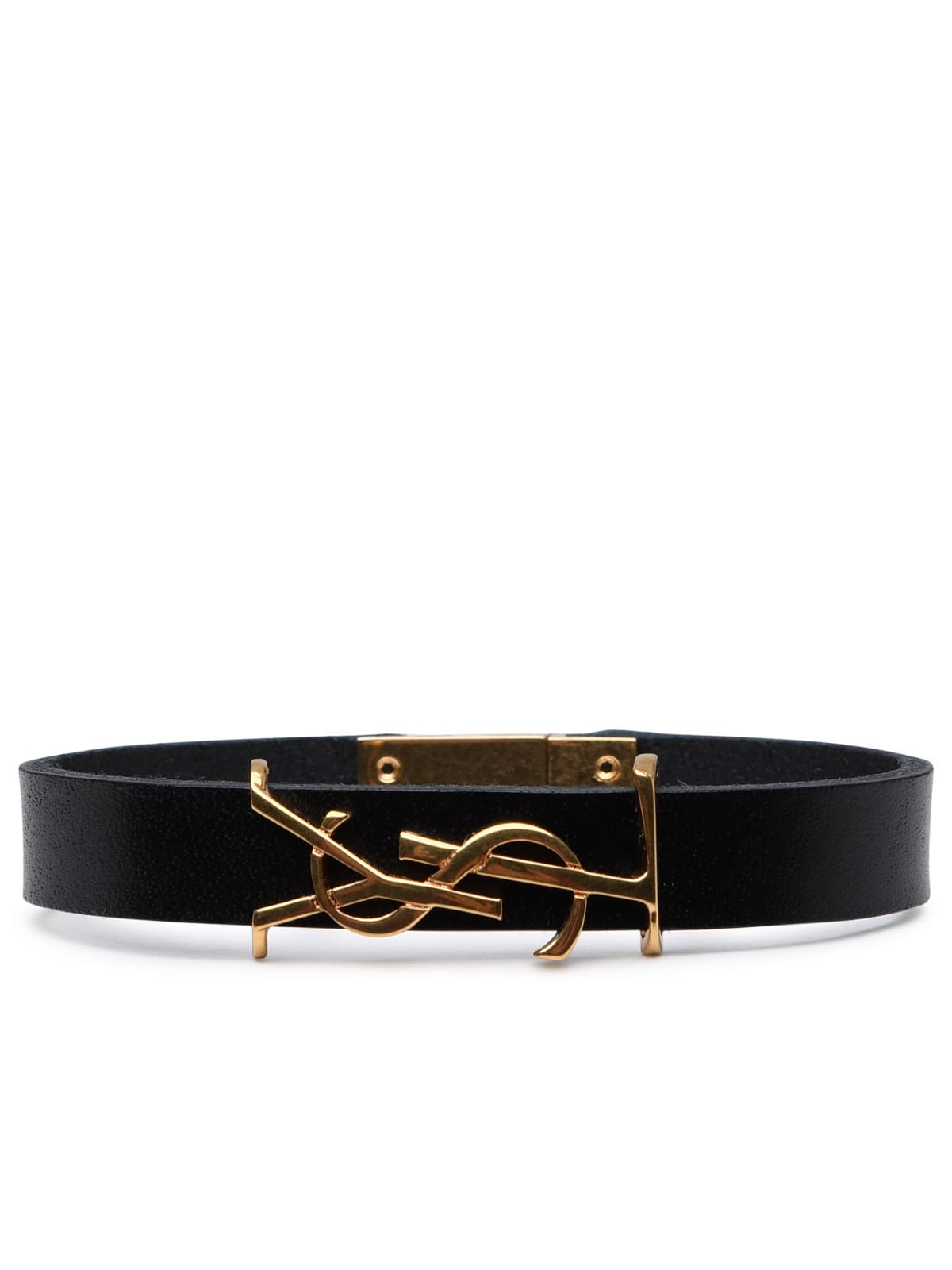 Saint Laurent Monogram Black Leather Bracelet – Queen Bee of