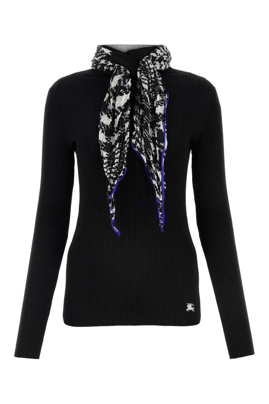 VIP【送料無料・関税込み】Burberry High-neck Ribbed Jumper Burberry Scarf-detailed High-neck Ribbed Jumper | italist