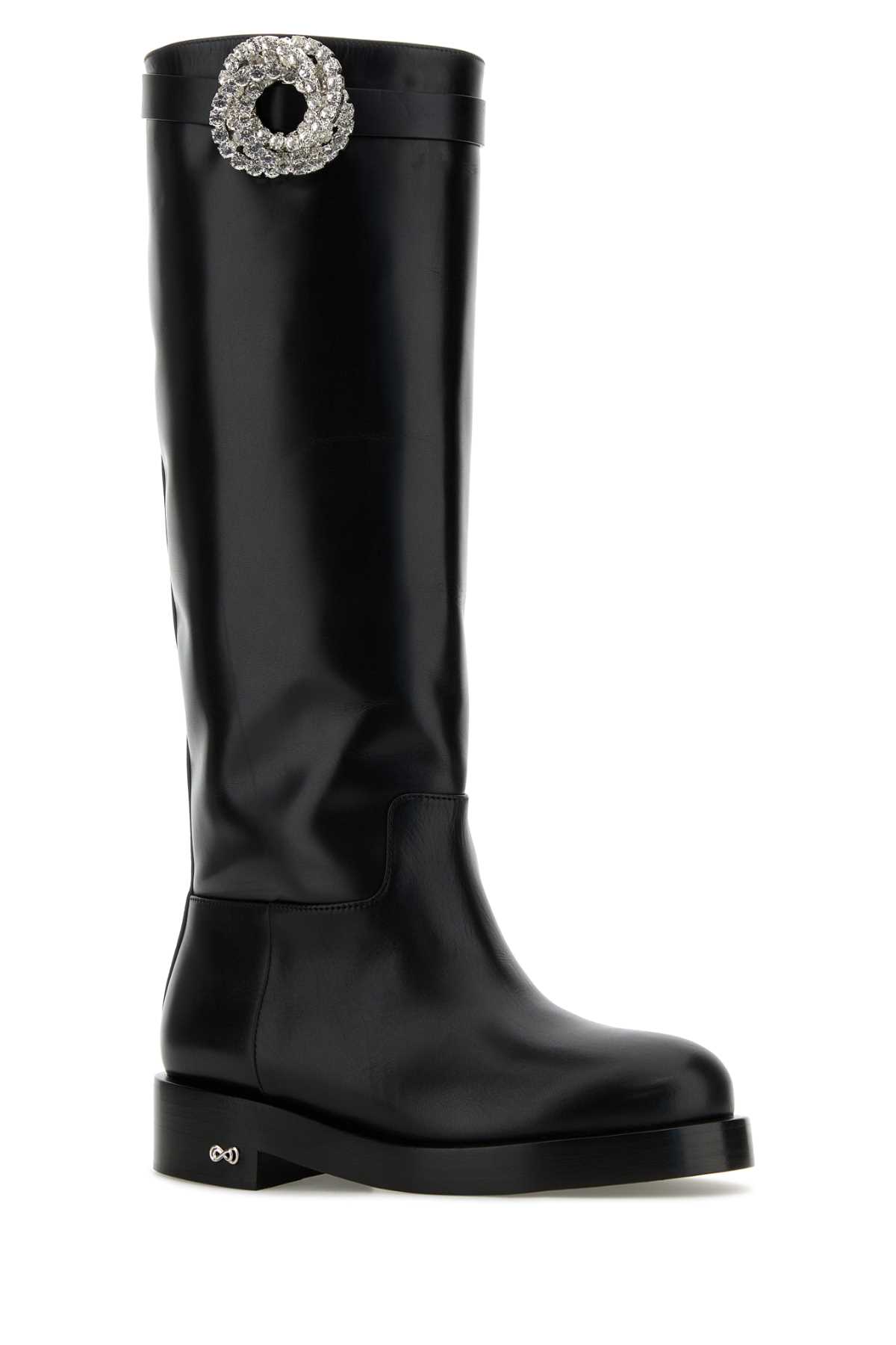 ロングブーツ MACH & MACH Black leather Galaxy Riding boots Mach & Mach Black Leather Galaxy Riding Boots | italist