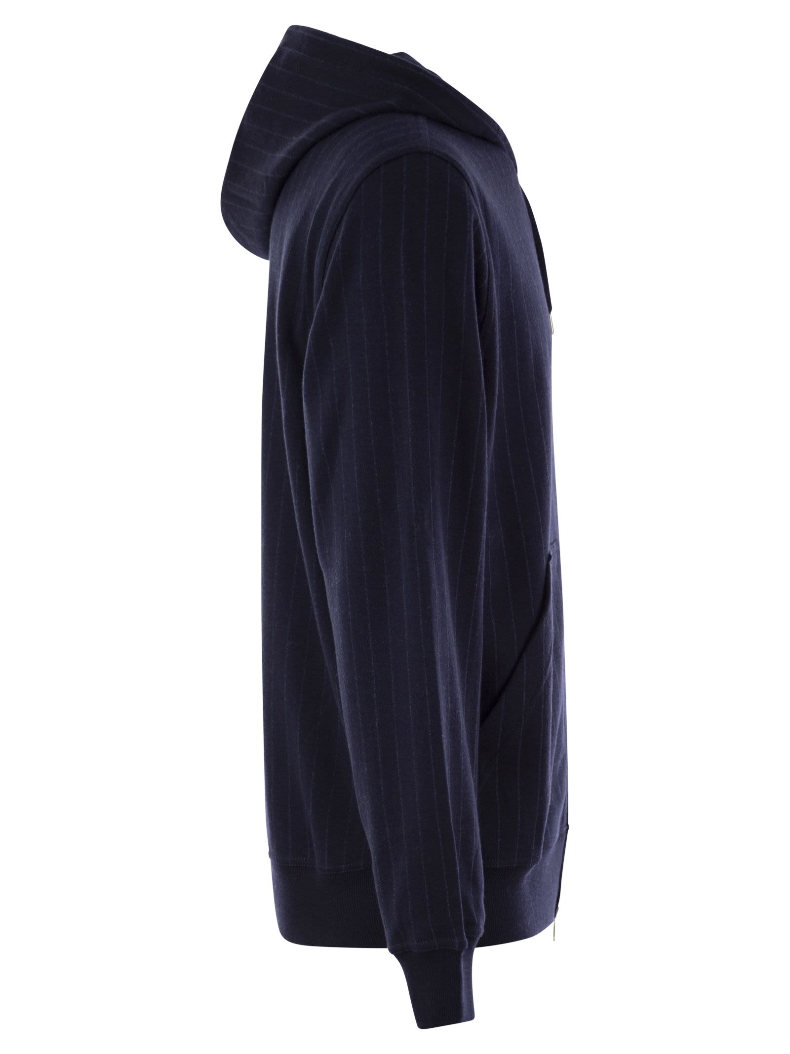Brunello Cucinelli Double Pinstripe Fleece Topwear In Cotton