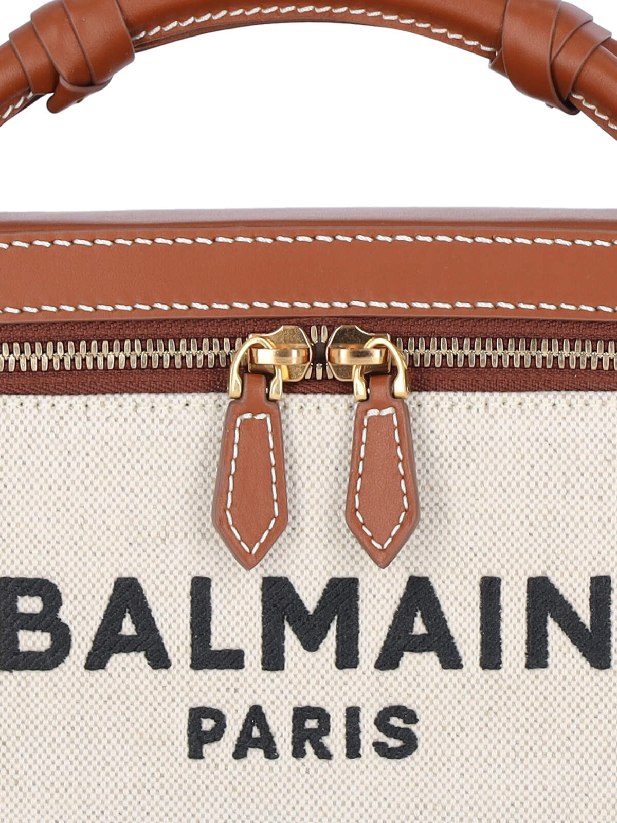 Balmain(バルマン) B-Army キャンバス&レザー バニティーケース Balmain 'b-army Vanity' Beige Canvas Bag | italist
