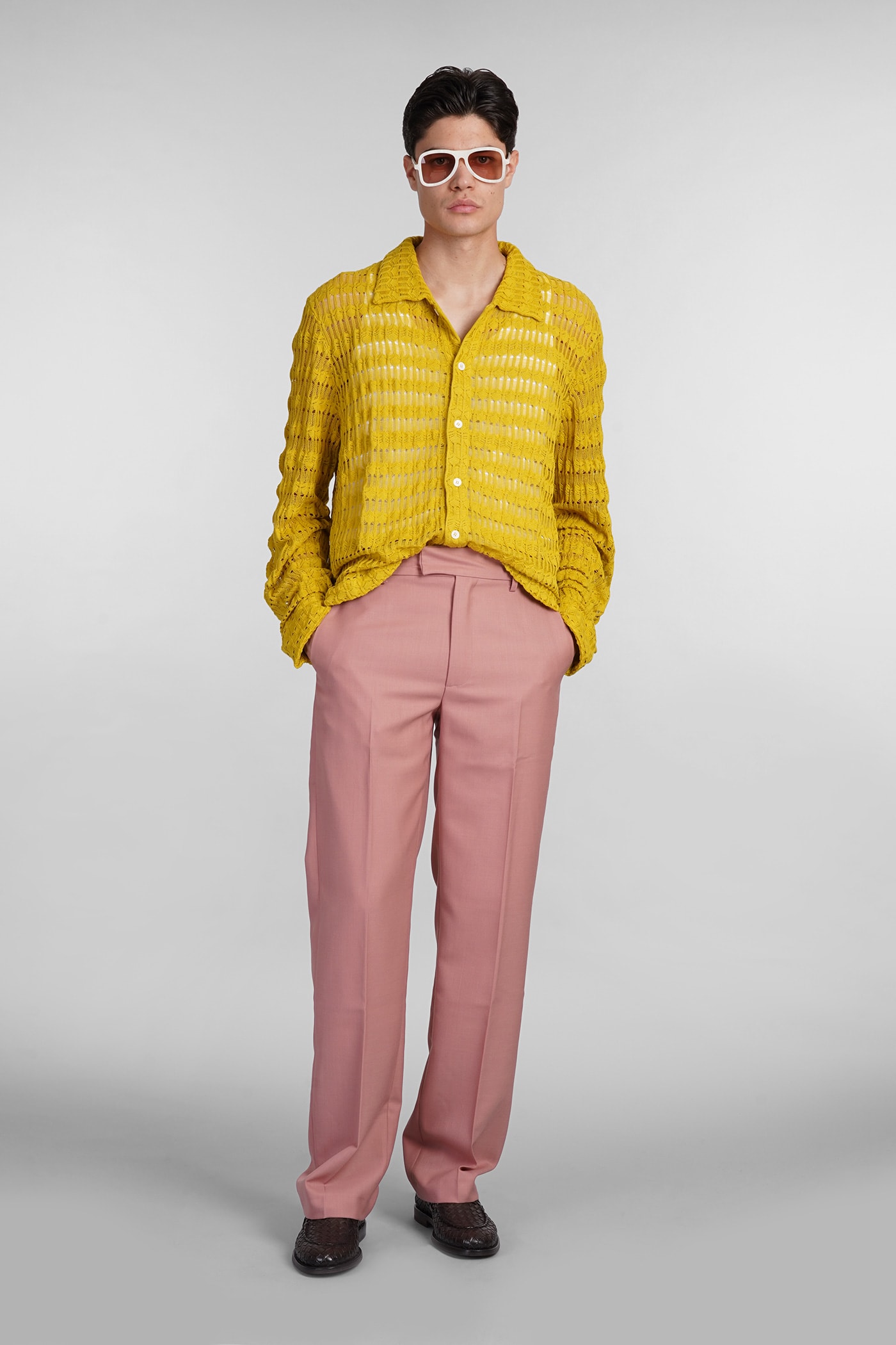 【Sefr】24ss khaki Yasu shirt Séfr Khaki Yasu Shirt In Forest Knit | ModeSens