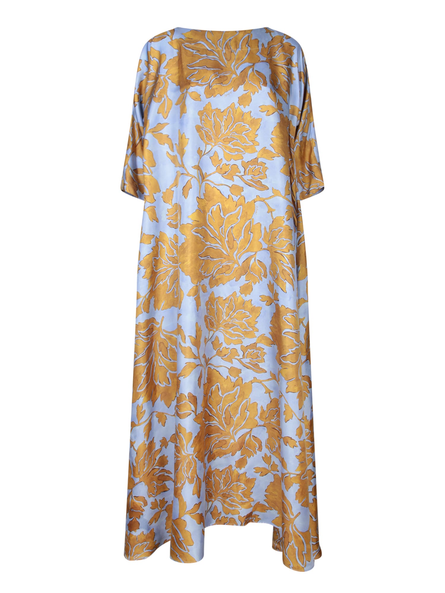 muumuu tangle silk dress in sky and gold