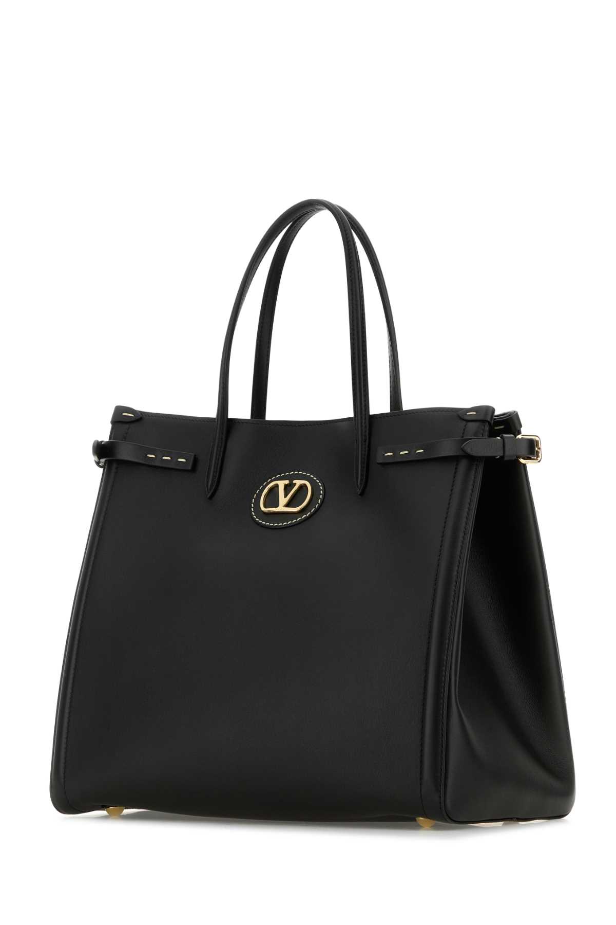 ショルダーバッグ・ポシェット 25AW VALENTINO LOGO LEATHER ANTIBES SHOPPING BAG BLACK Valentino Garavani Black Leather Antibes Shopping Bag