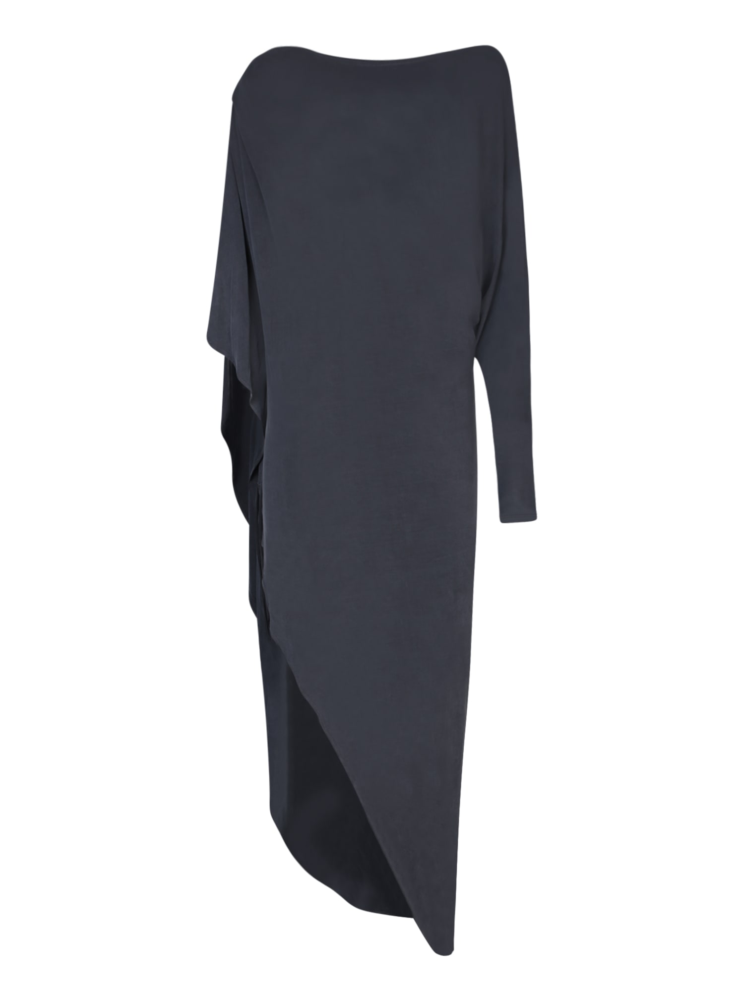 asymmetric cupro dress in anthracite