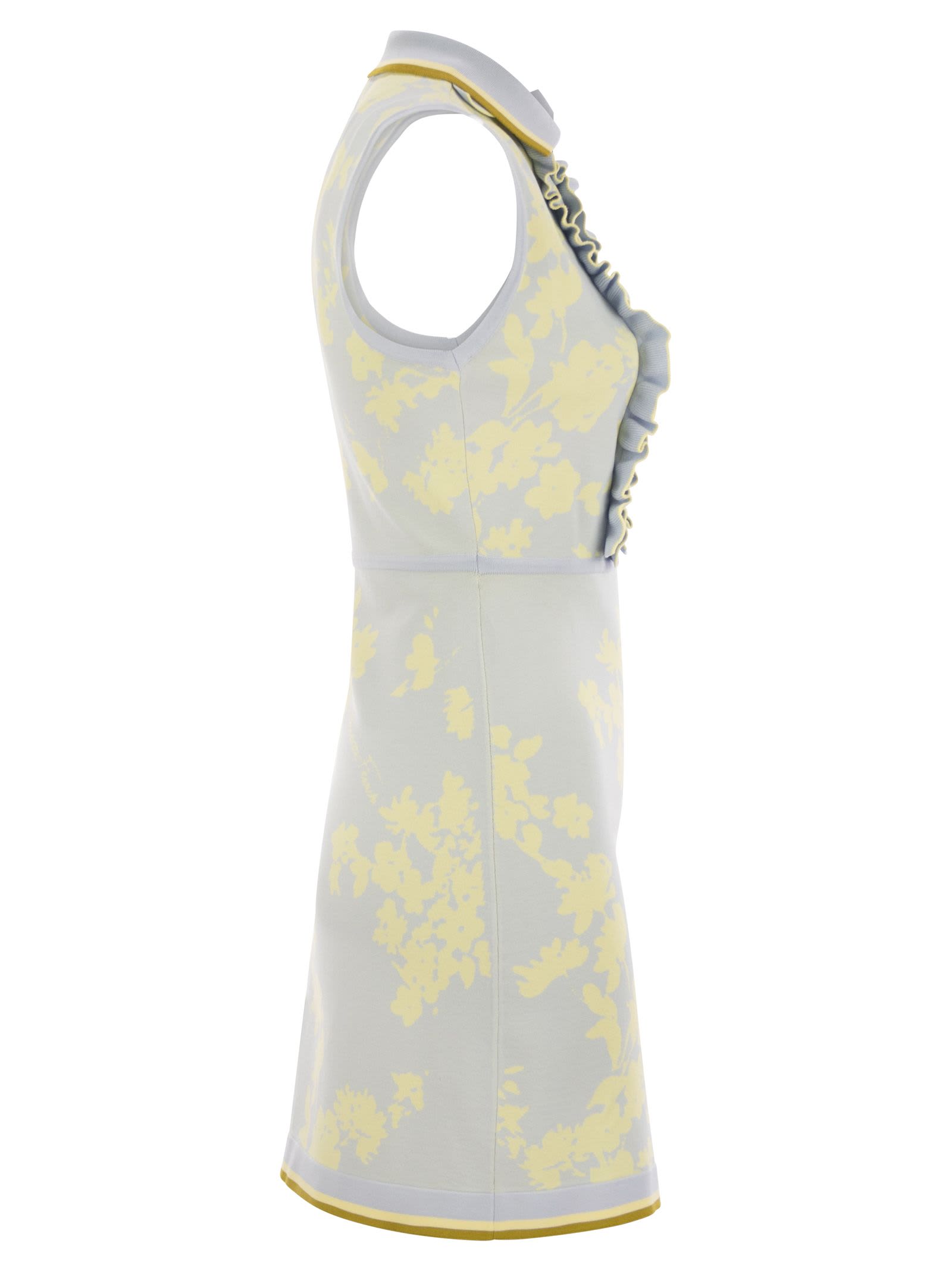 パーティードレス ELISABETTA FRANCHI Floral jacquard dress with ruffles ELISABETTA FRANCHI Floral jacquard dress with ruffles