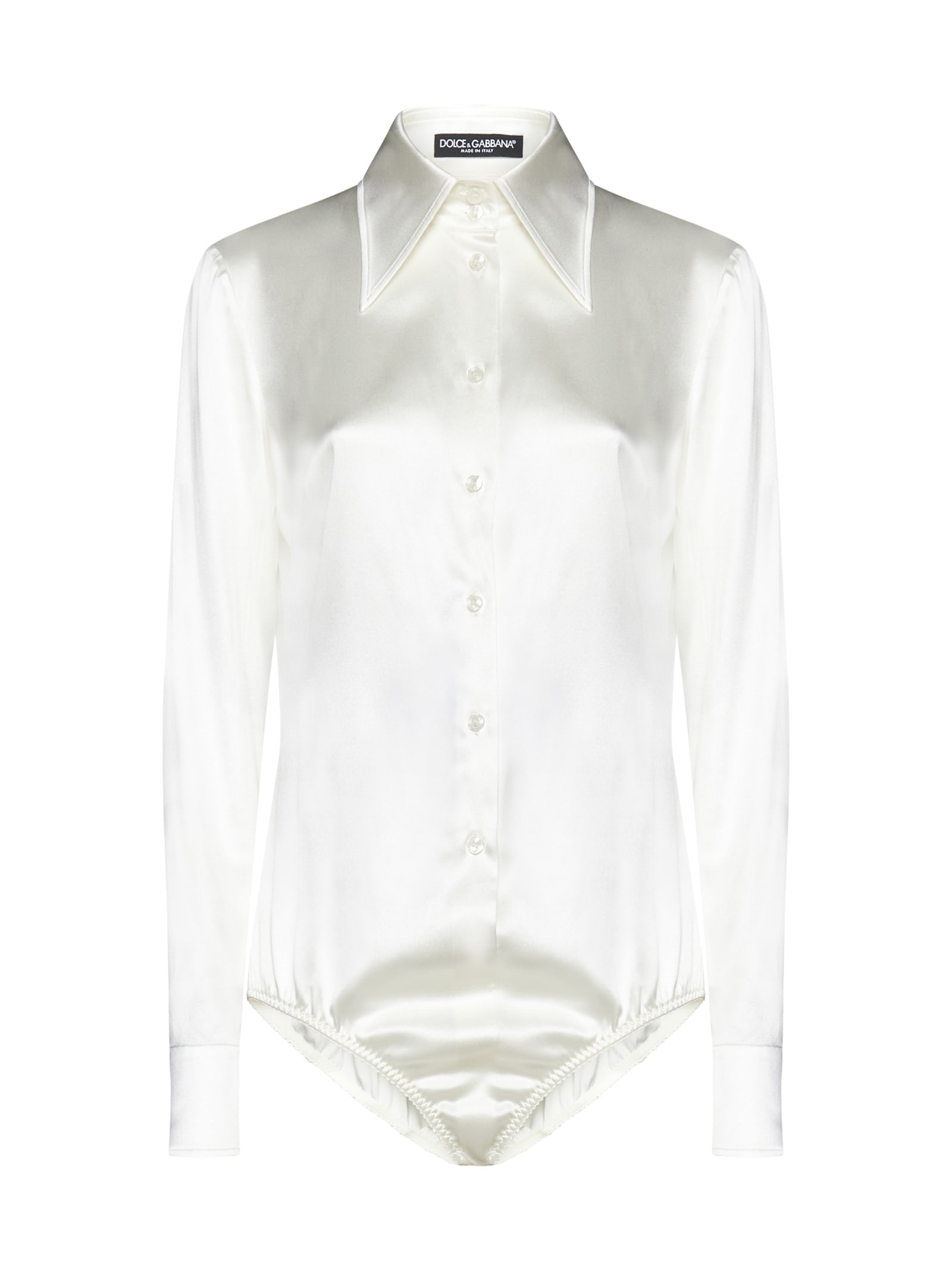 DOLCE & GABBANA カウルネック長袖フラウス F7AM0TFU1AU FB473 Silk satin blouse with shawl neck in Pink for Women
