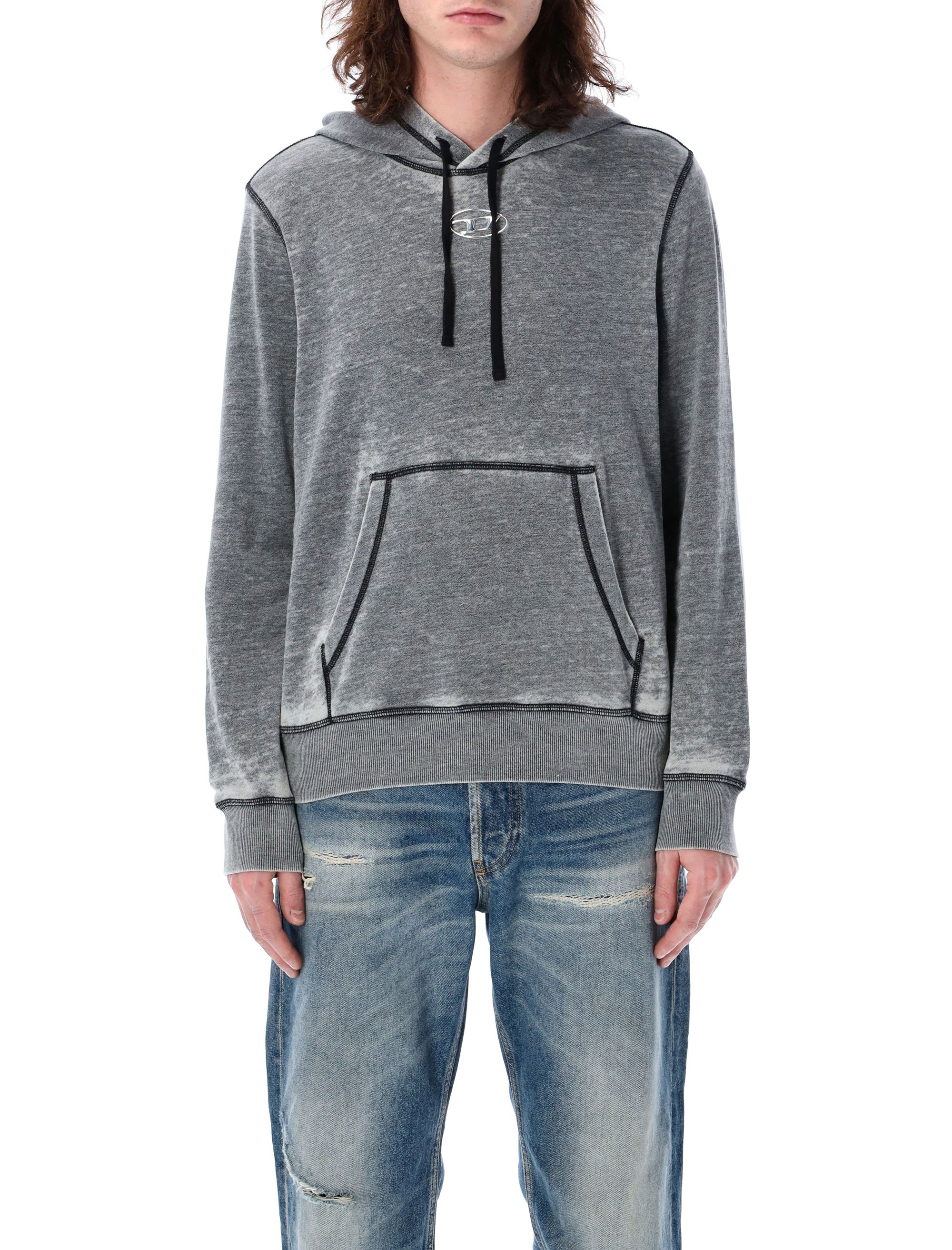 パーカー・フーディ DIESEL SS25 S-GINN-HOOD-PAK (A161550CPAK 96P) S-GINN-HOOD-D Man: Cotton hoodie with mini D patch | Diesel