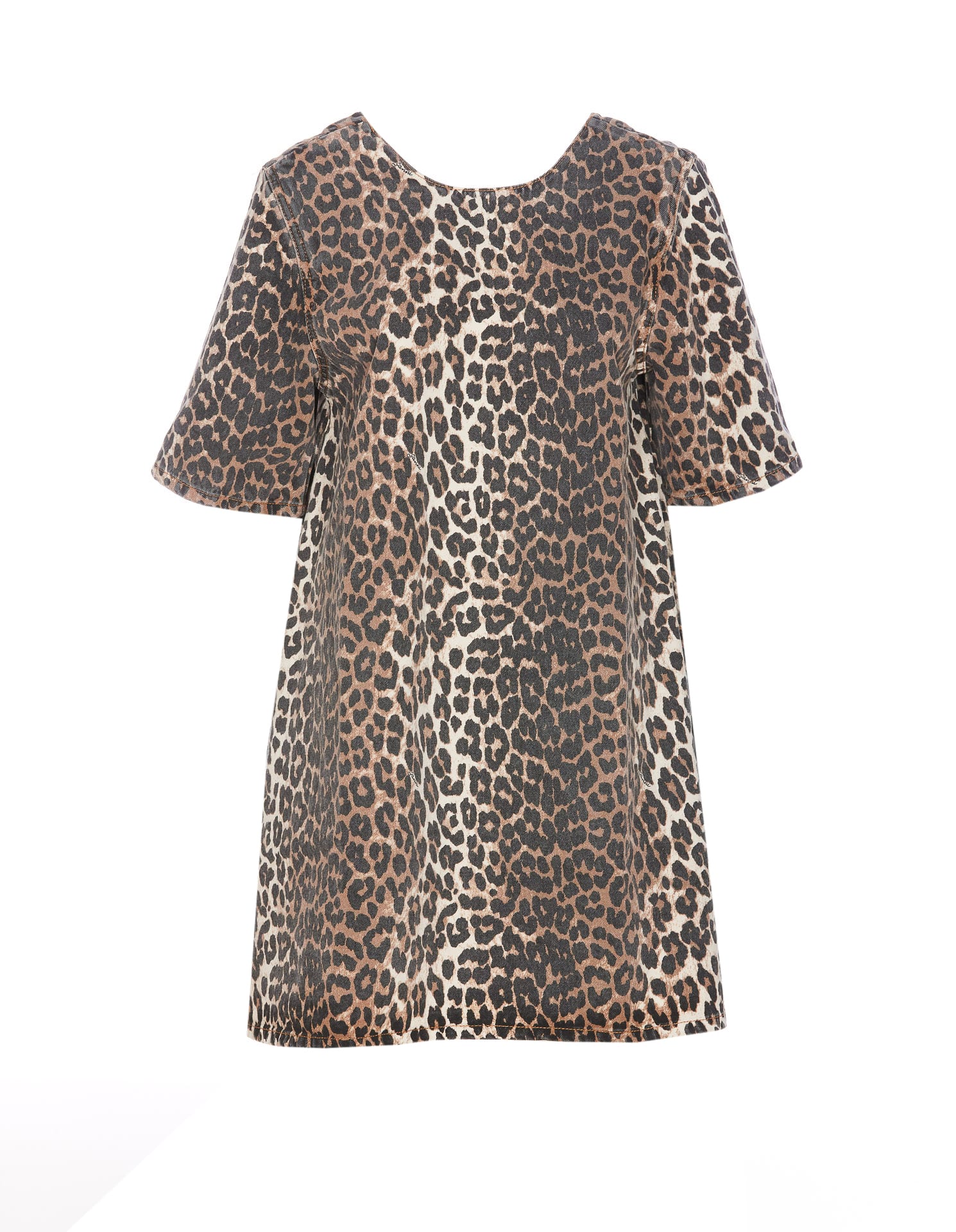 print denim leopard dress