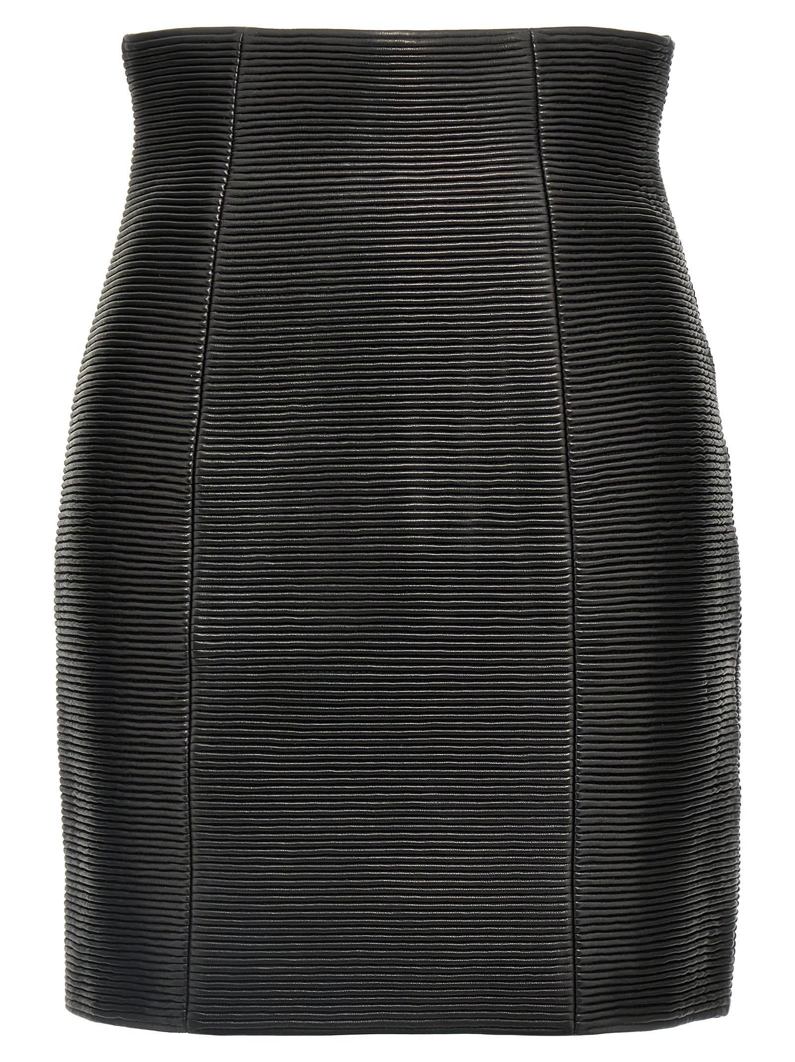 スカート BALMAIN SS25 'HW Rolled' skirt (EF1LA495LC62 0PA) Cable-knit midi skirt - Women | BALMAIN