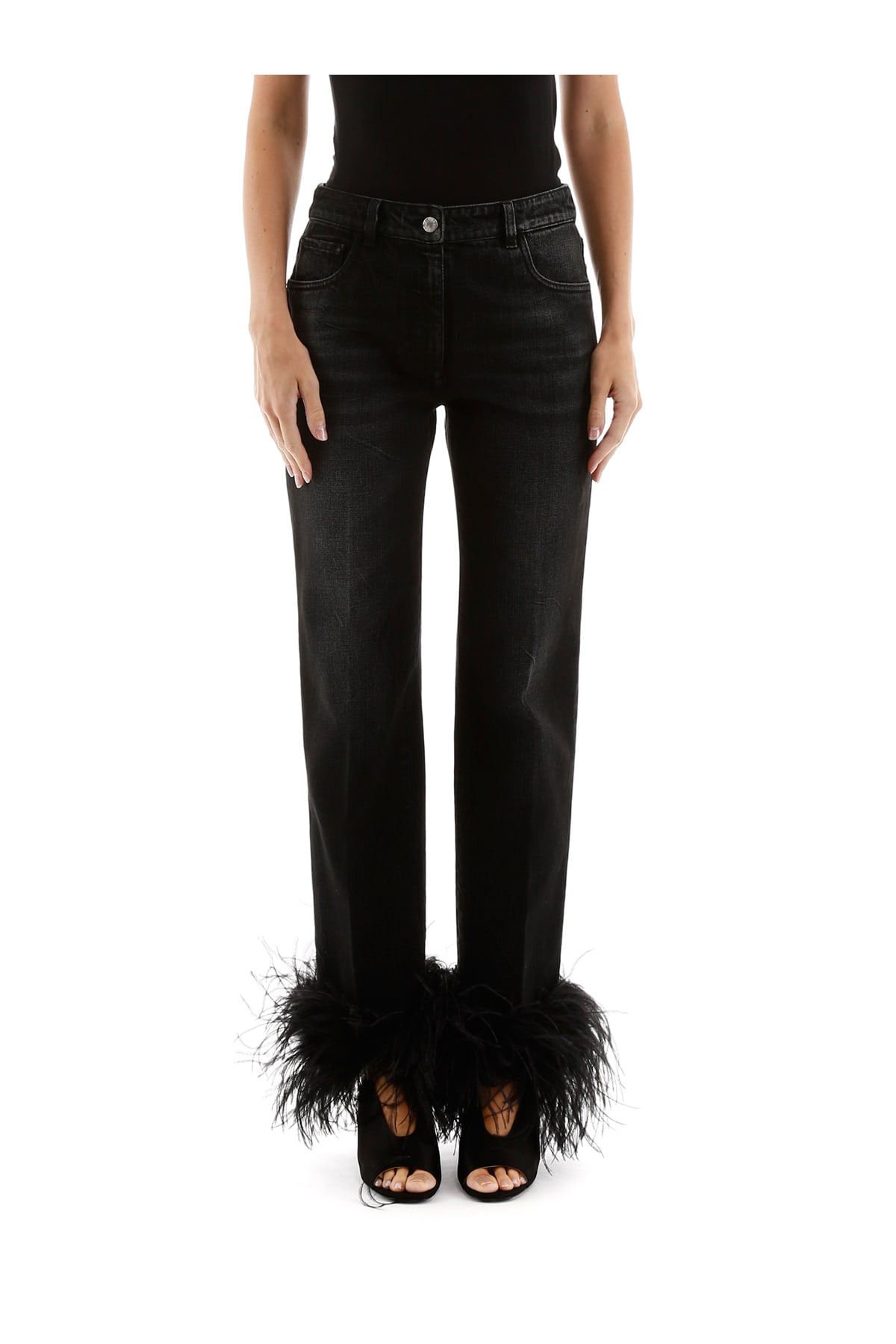 Prada Jeans With Ostrich Feathers | italist