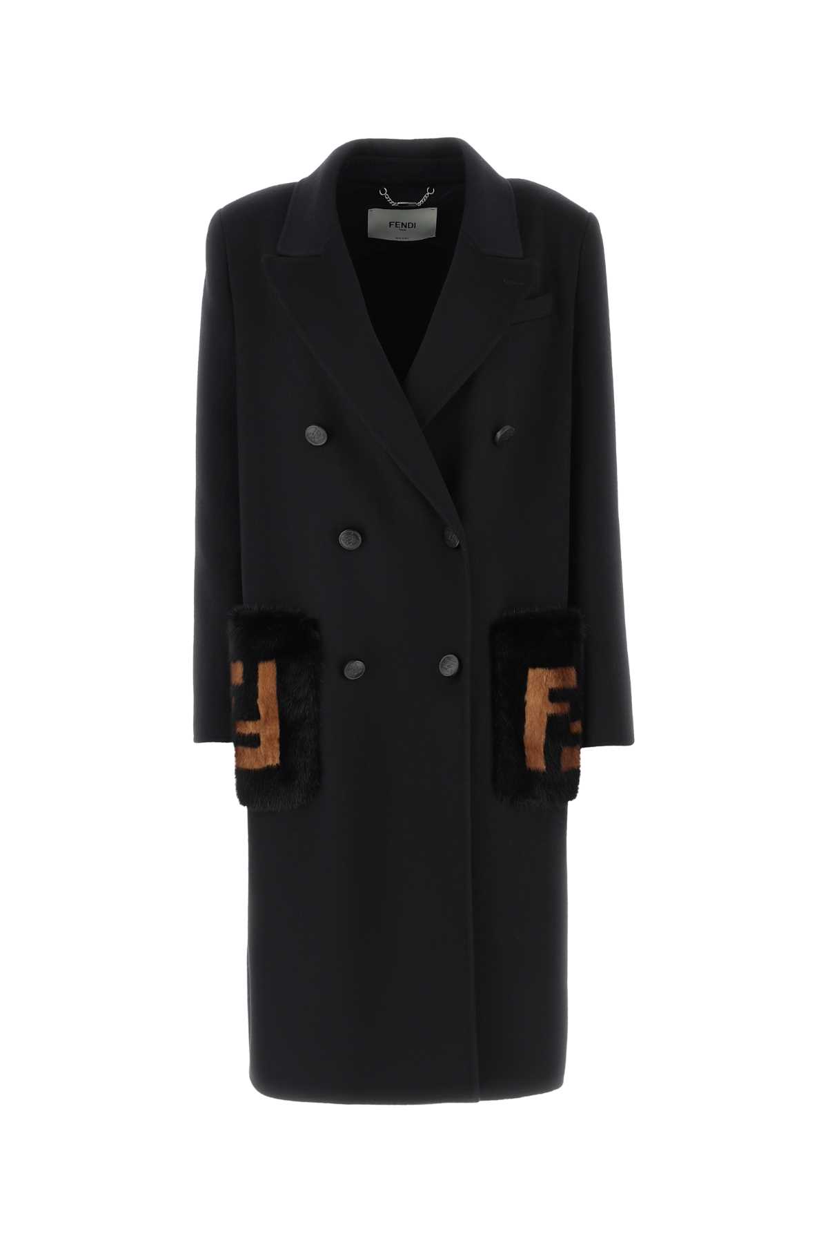 【関税&送料込】Fendi Black Wool Blend Coat Fendi Black Wool Coat | italist