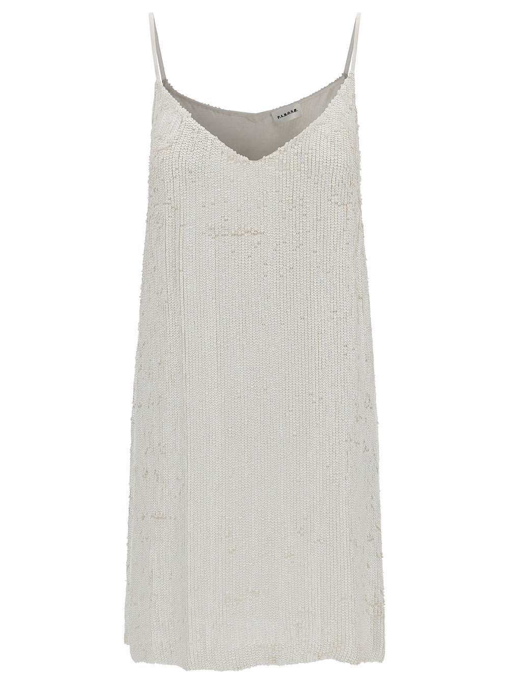 mini white dress with all-over paillettes in viscose woman