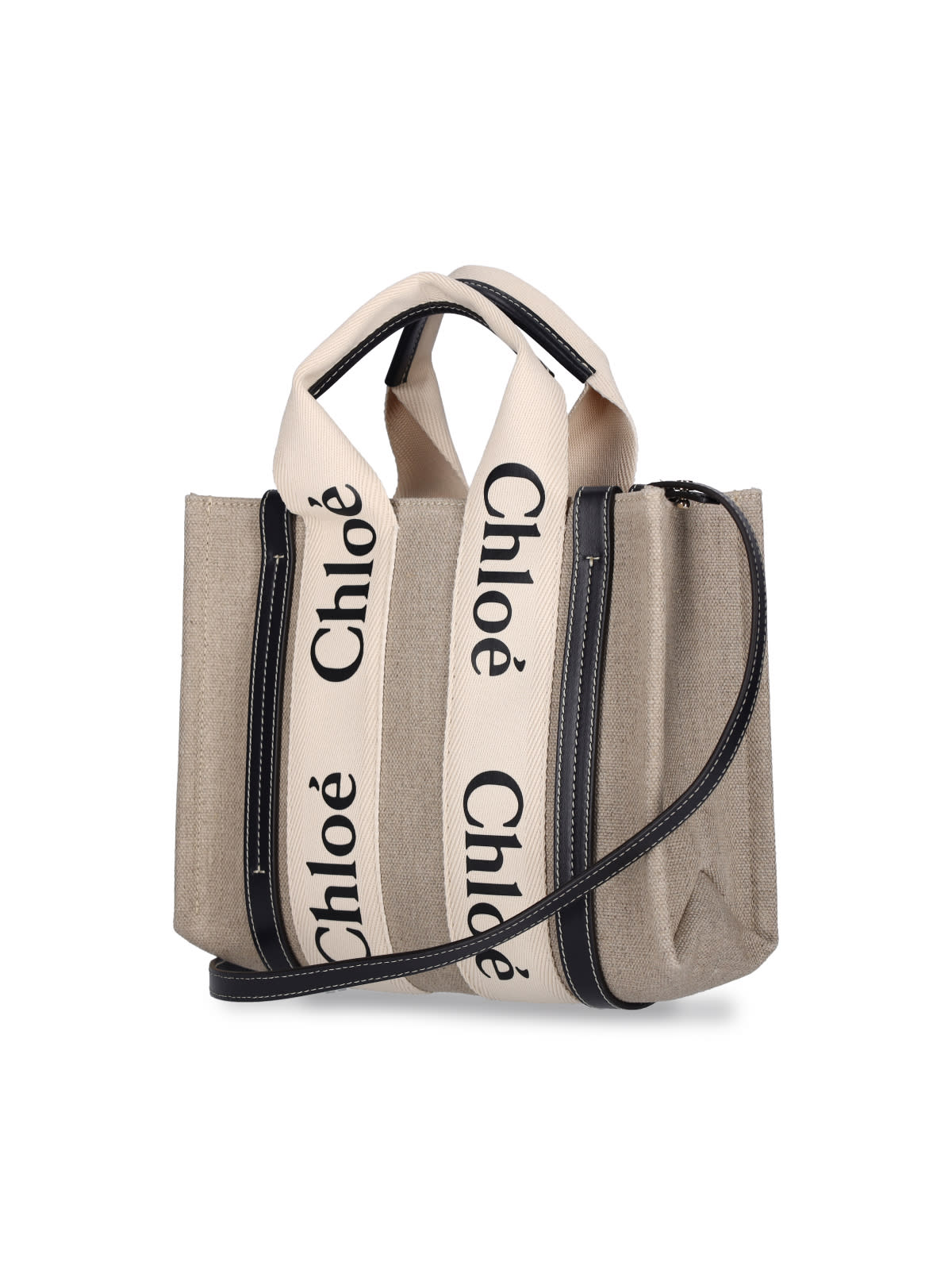 【関税＆送料込み】ChloAC Grey Woody Tote Bag Chloé Small Woody Tote Bag In Linen in Wild grey | Chloé US