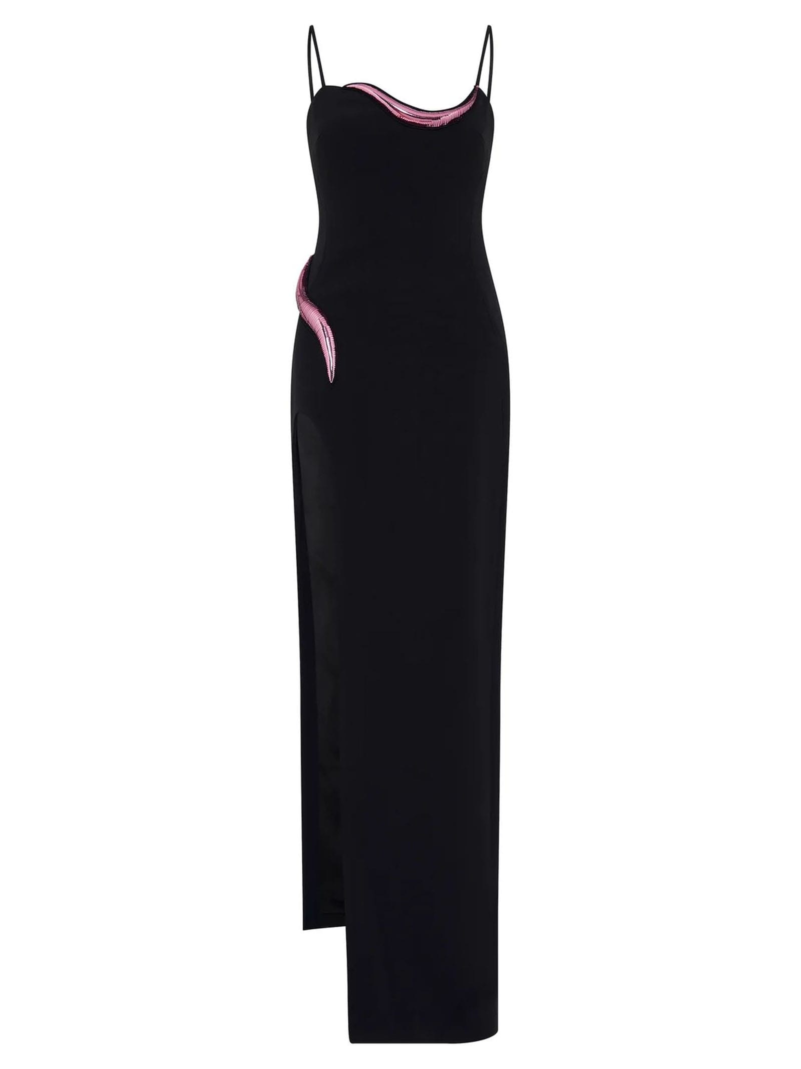 black crepe midi dress