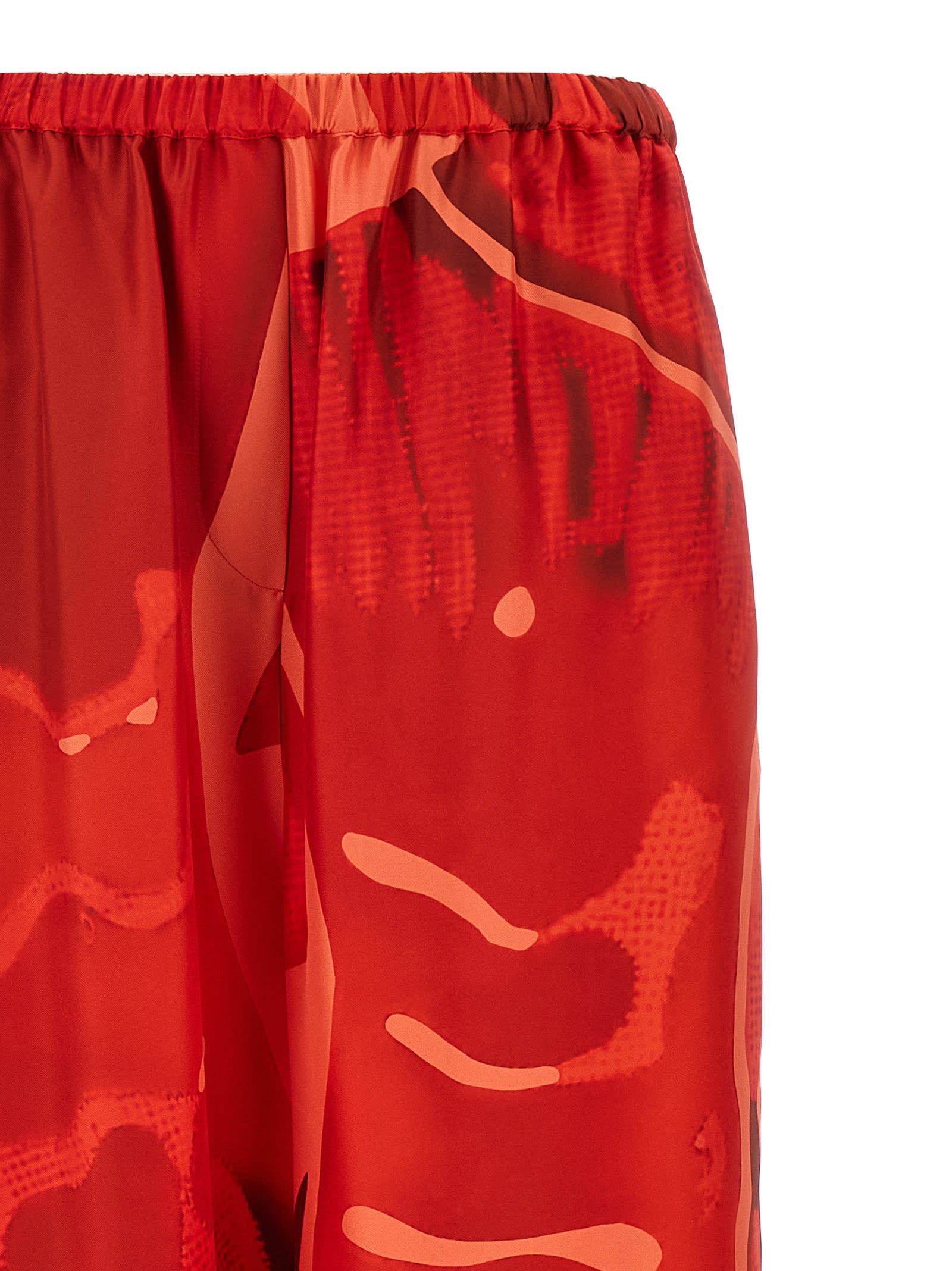 パンツ FERRAGAMO FW25 Palazzo Silk pants (783412 CORALNEWRED) Fish print silk palazzo trousers - Women | Ferragamo