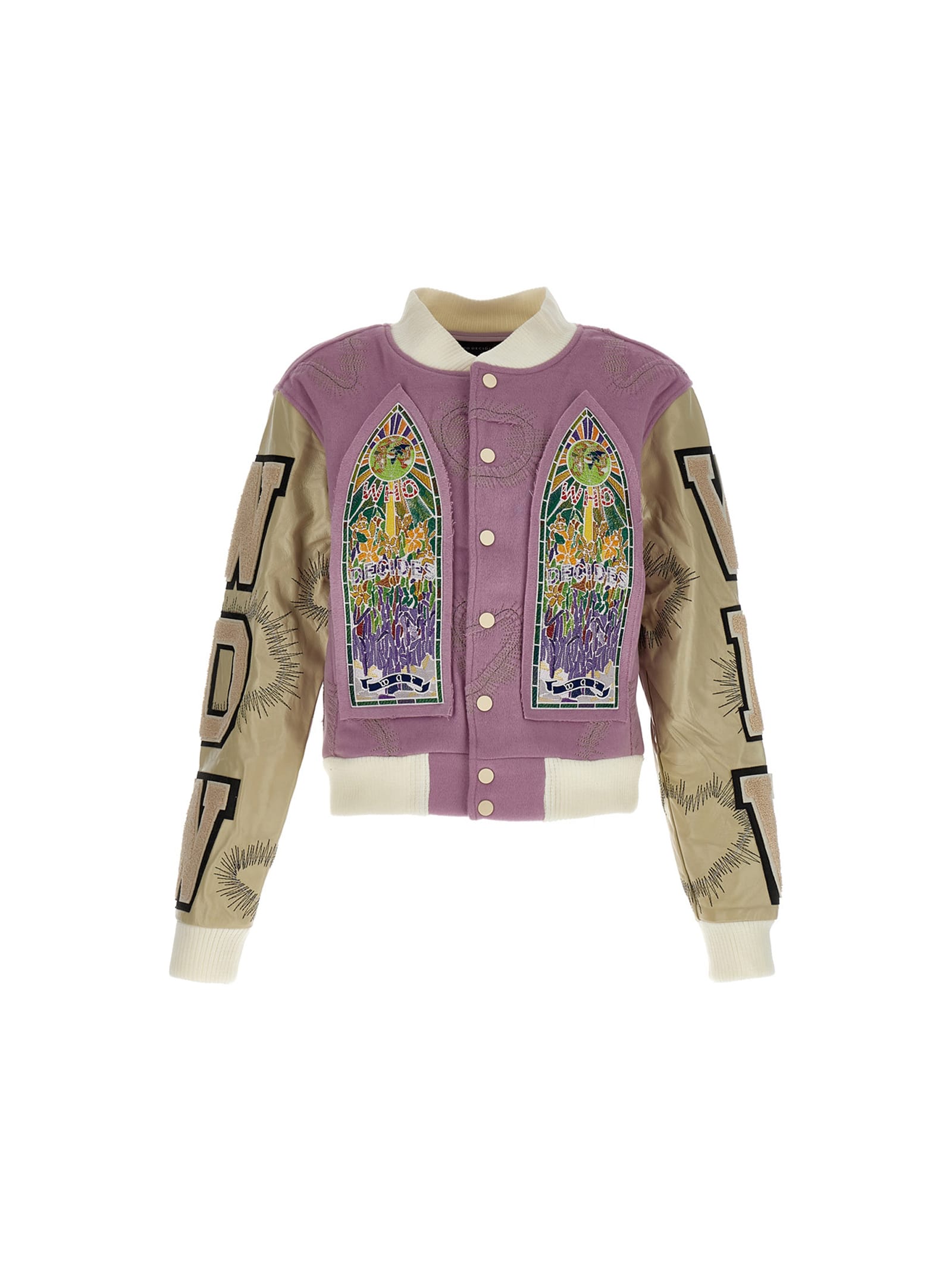 PURPLE MULTI PATCH VARSITY JACKET