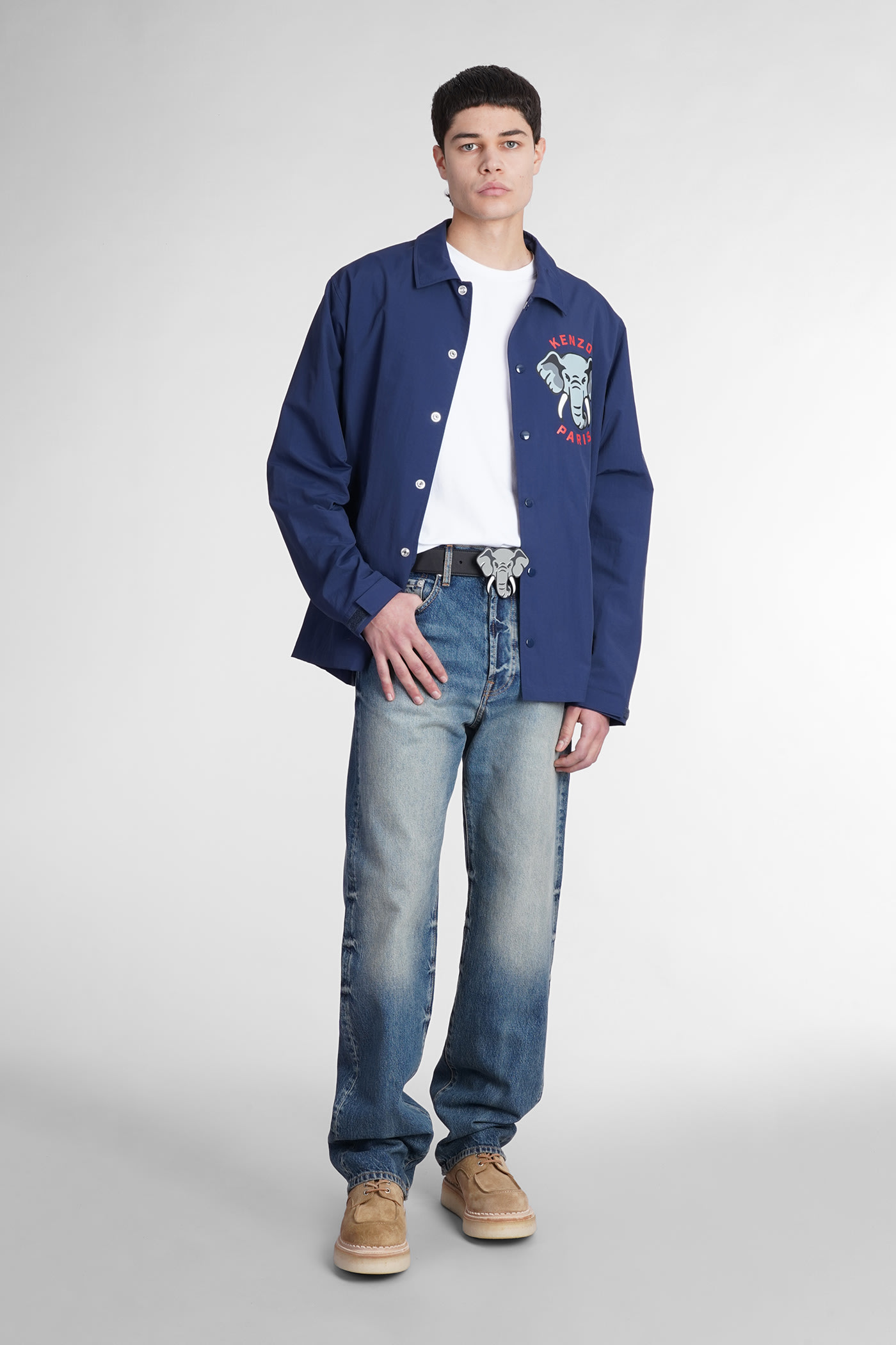 Kenzo Monogram Arron Cotton Denim Jeans In Navy