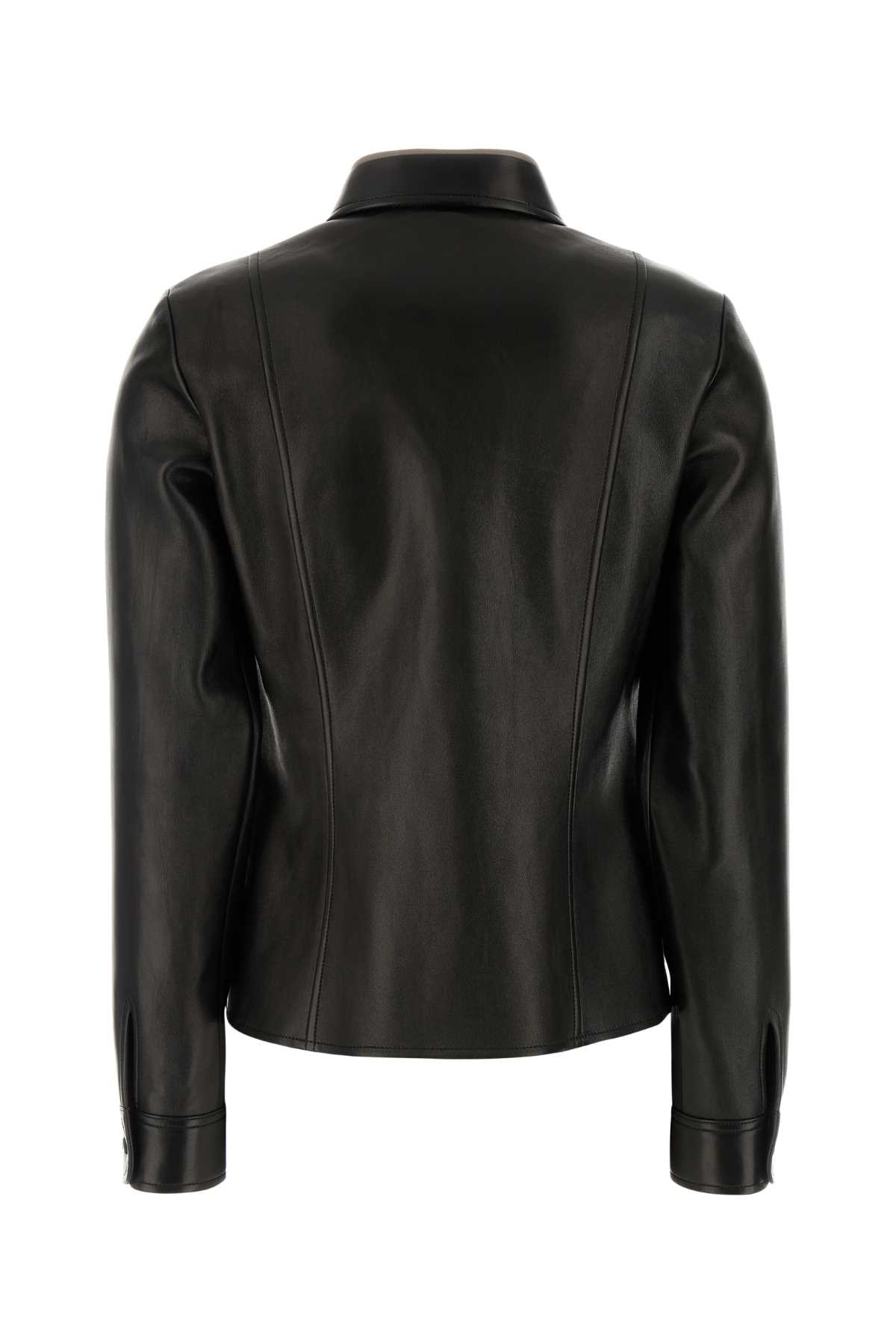 レザージャケット・コート FENDI FW24 Black nappa leather shirt (FPT656VQP F0GME) Fendi Black Nappa Leather Shirt | italist