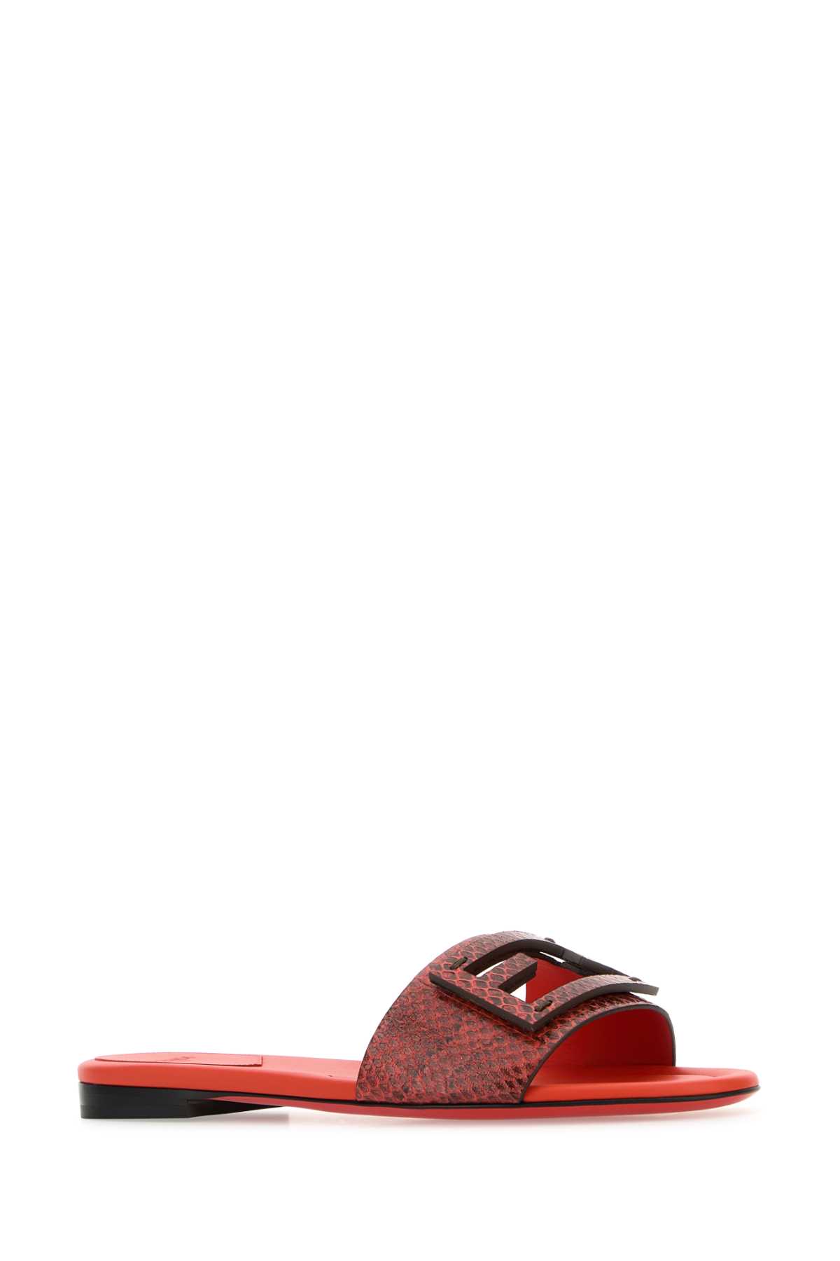 サンダル・ミュール FENDI Coral Leather Baguette Slippers Fendi Coral Leather Baguette Slippers | italist