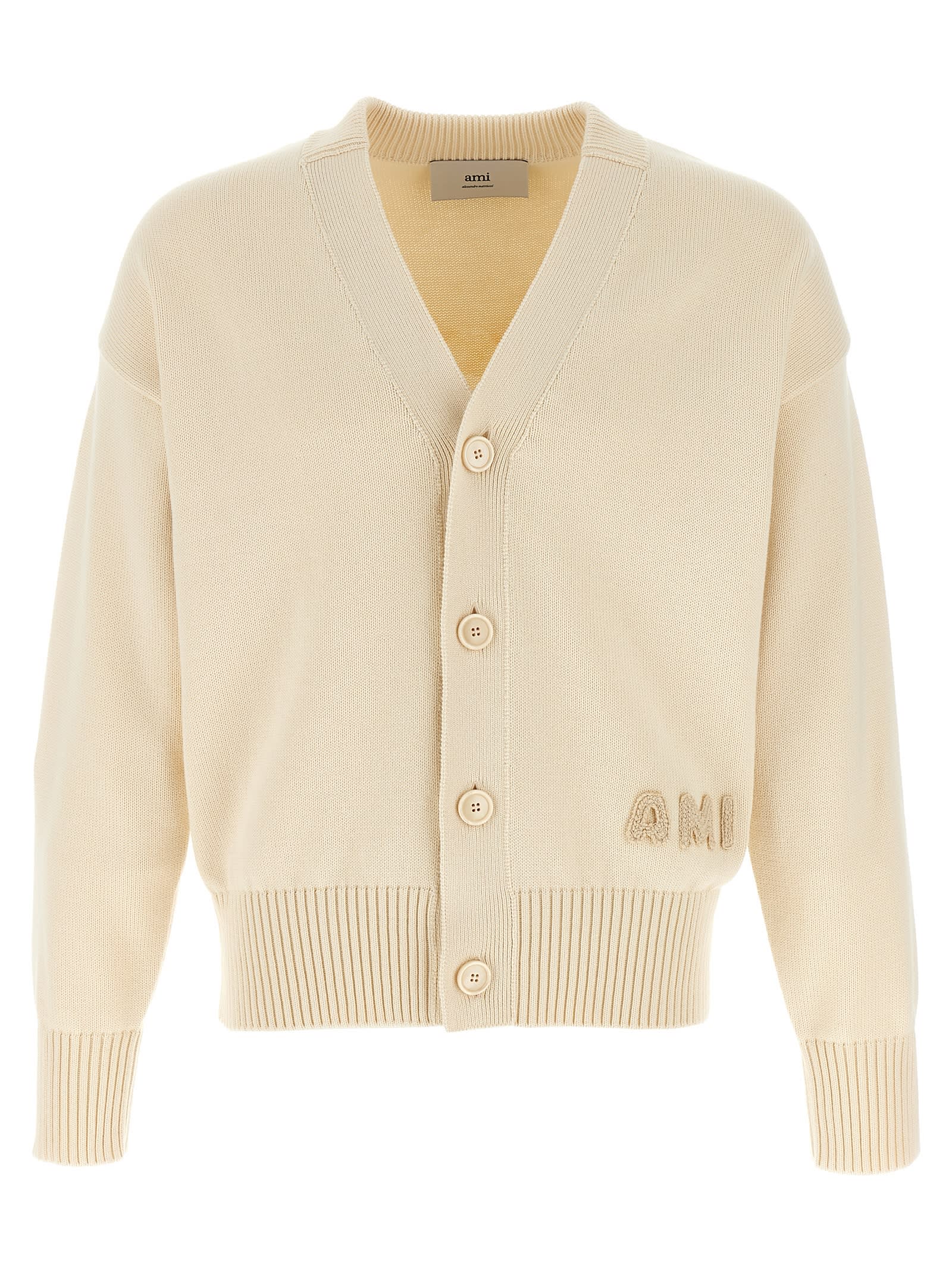 【送料&関税込】Ami Alexandre Mattiussi ami Cardigan Blue Ami de Cœur Cardigan by AMI Paris on Sale