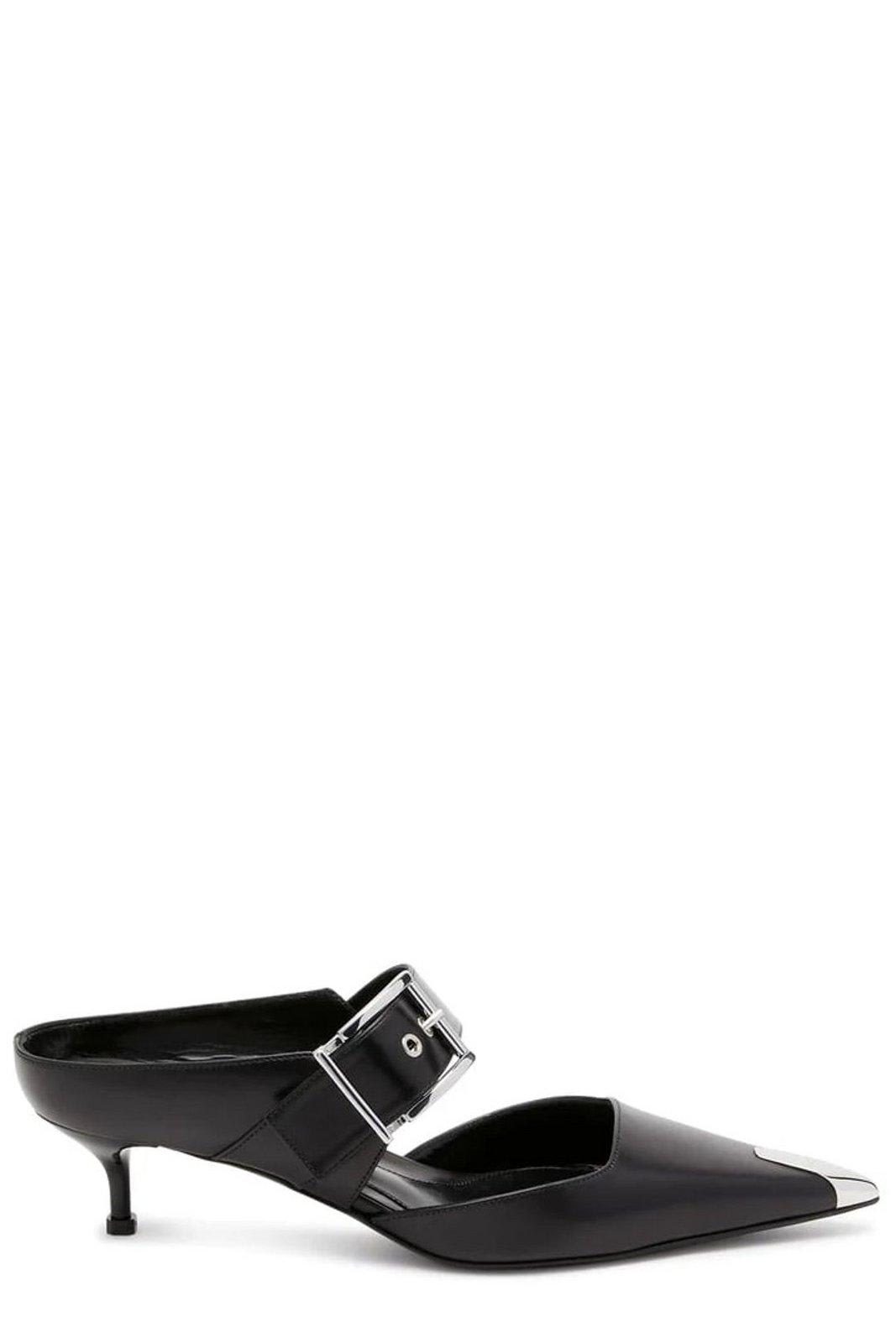 サンダル・ミュール Alexander Mcqueen Black Leather Pointed Toe Mules Alexander McQueen Punk Buckle Pointed Toe Mules | italist