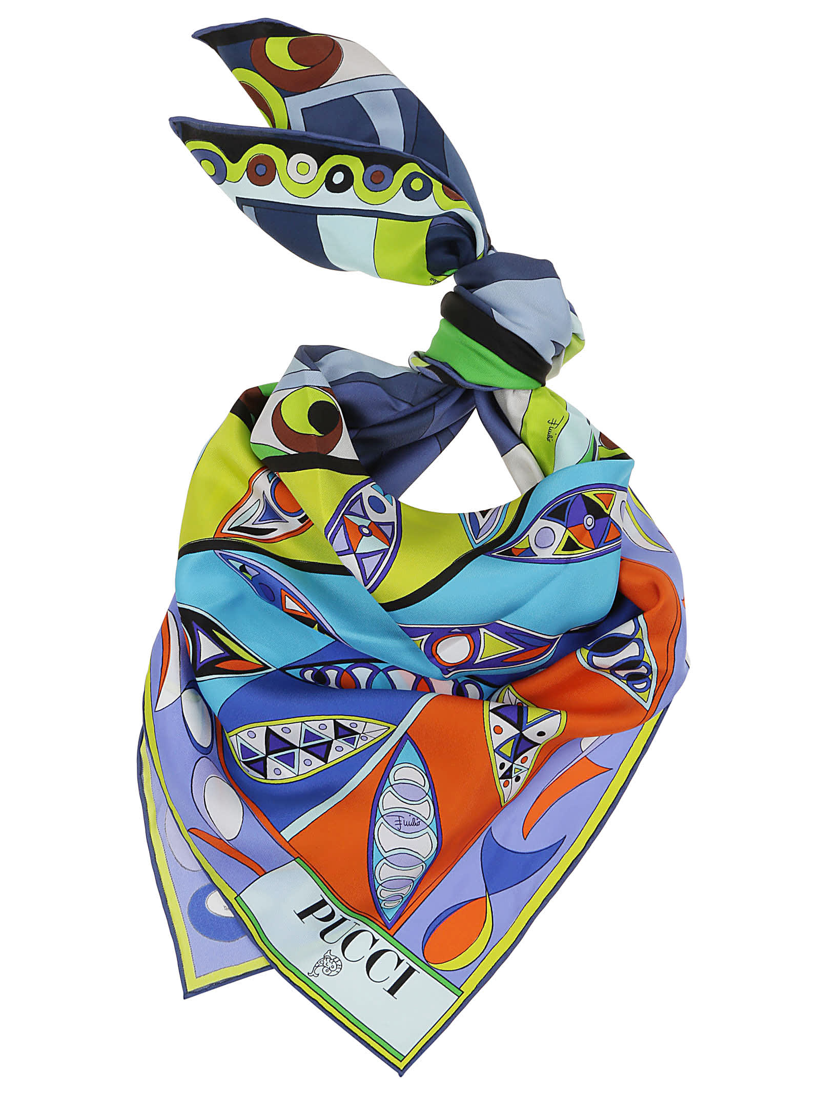 Emilio Pucci Scarf - Silk Twill In Verde Avio