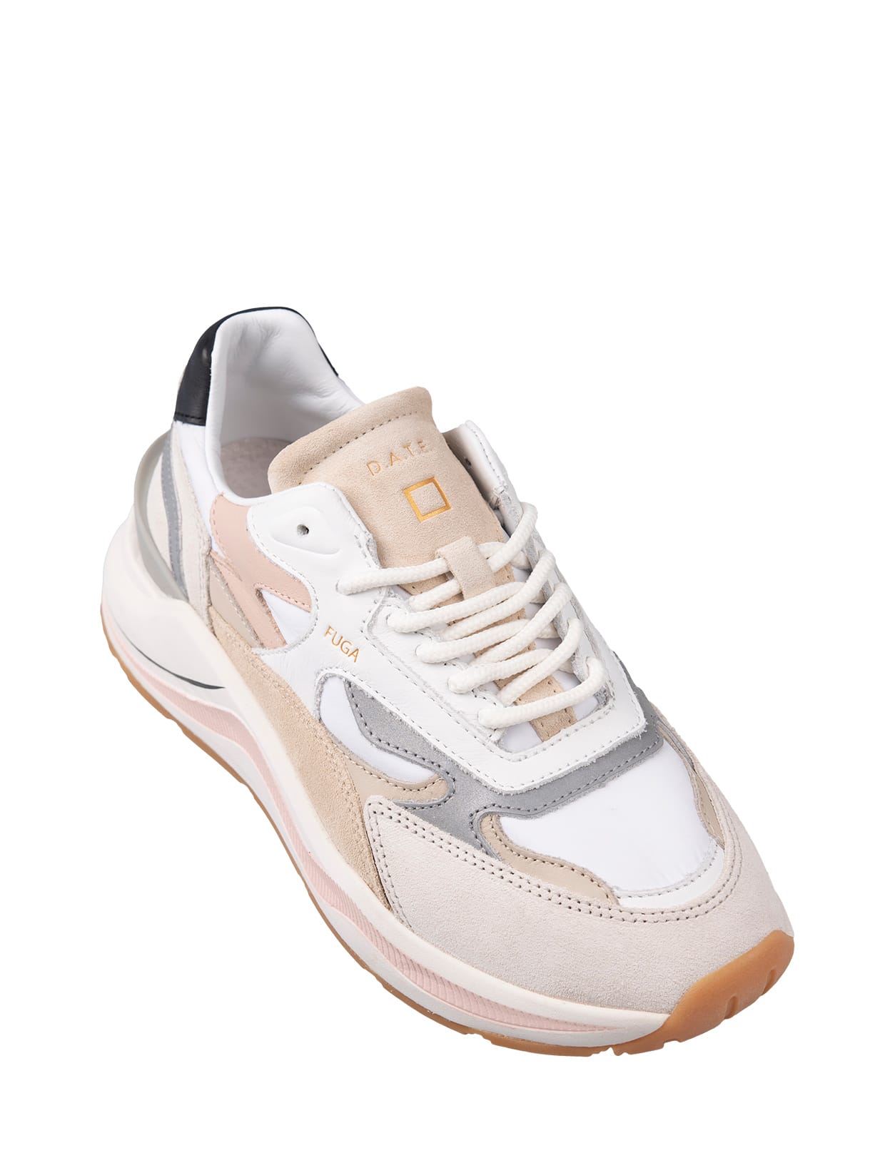 D.A.T.E. Fuga Running Sneakers In White And Pink | italist