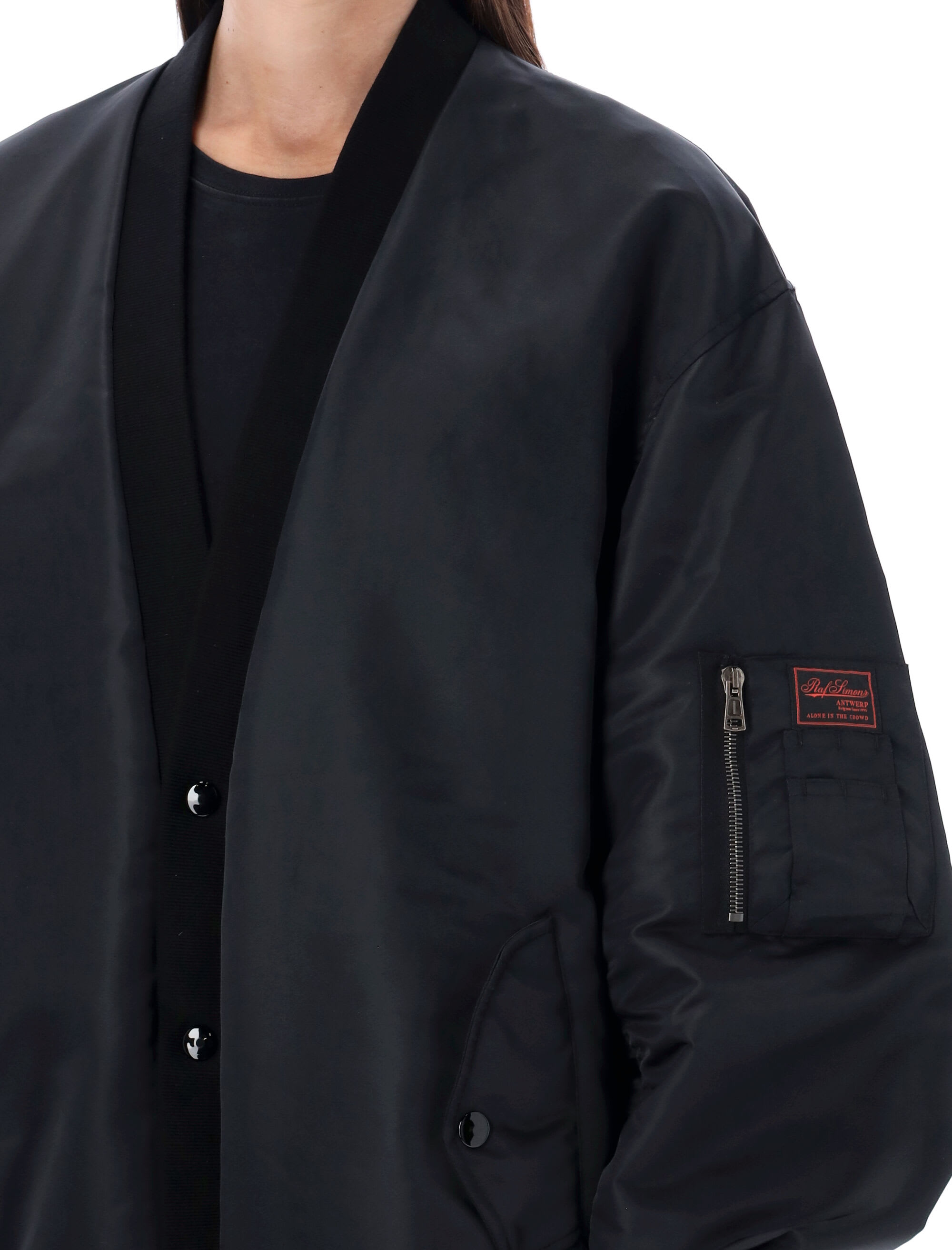 w*u様 RAF SIMONS Bomber Cardigan Jacket S Raf Simons Women's Bomber Cardigan Jacket in Black Raf Simons